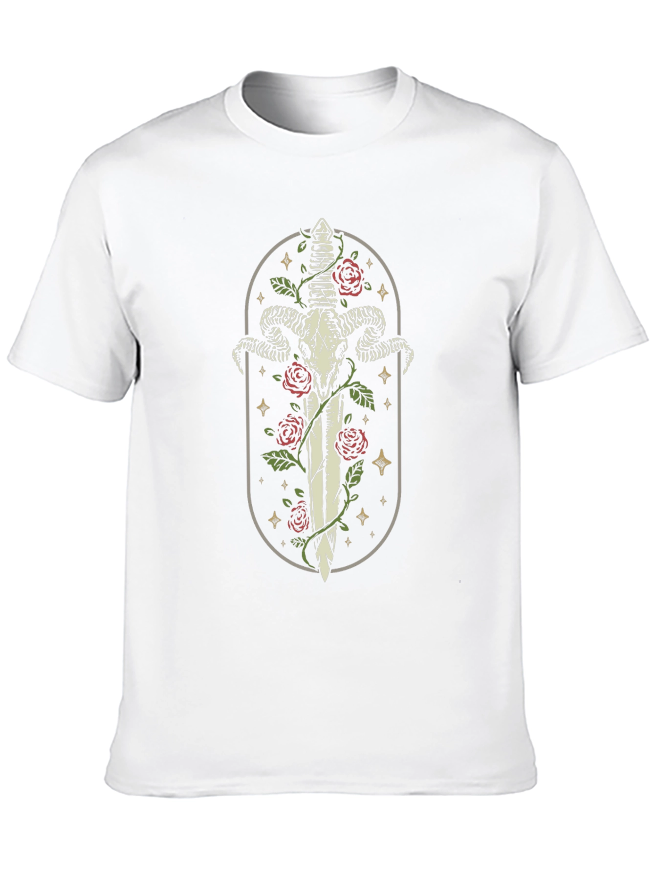 Ram Skull Sword T-Shirt - Gothic Style