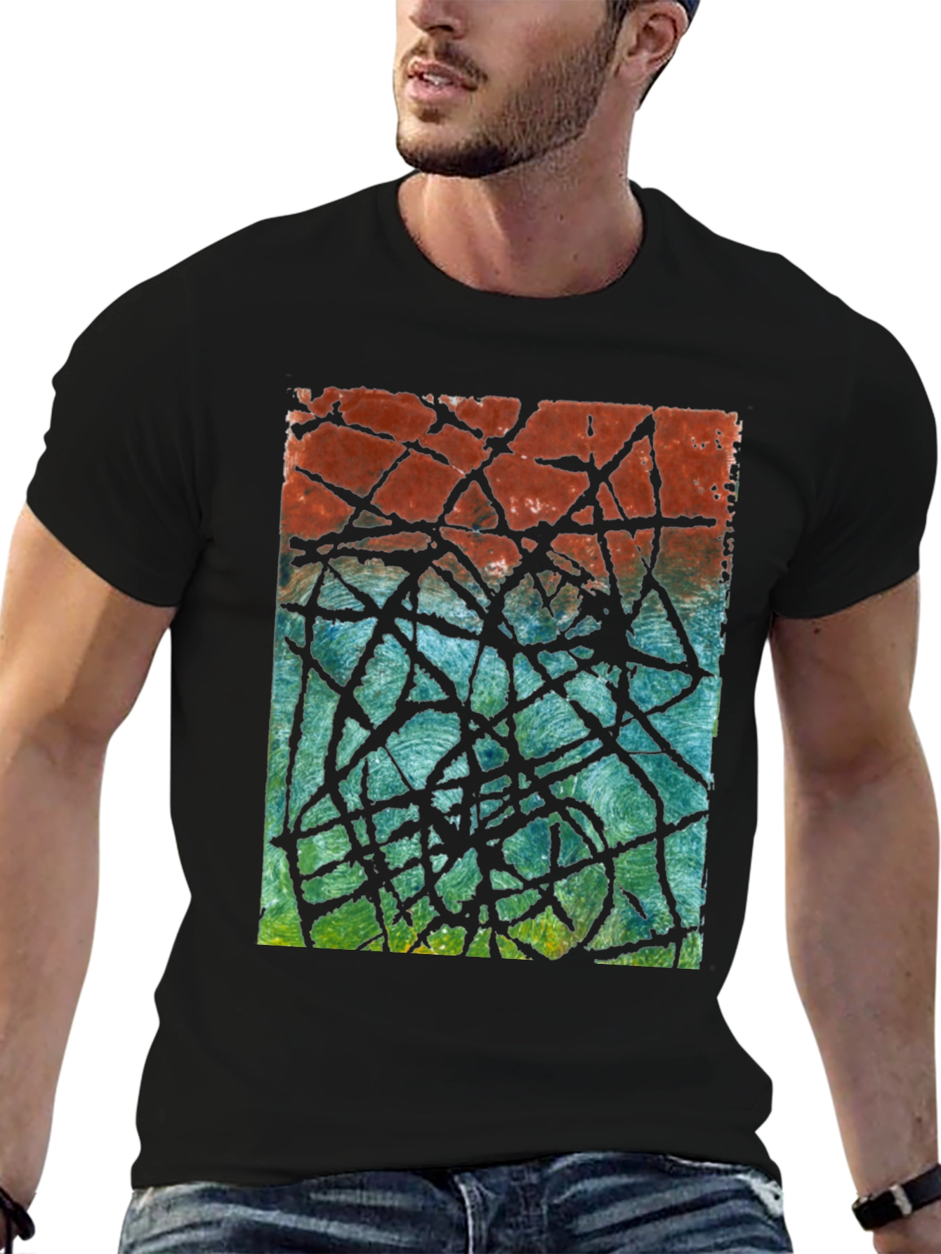 Abstract Line Art Graphic Tee - Modern Casual Style