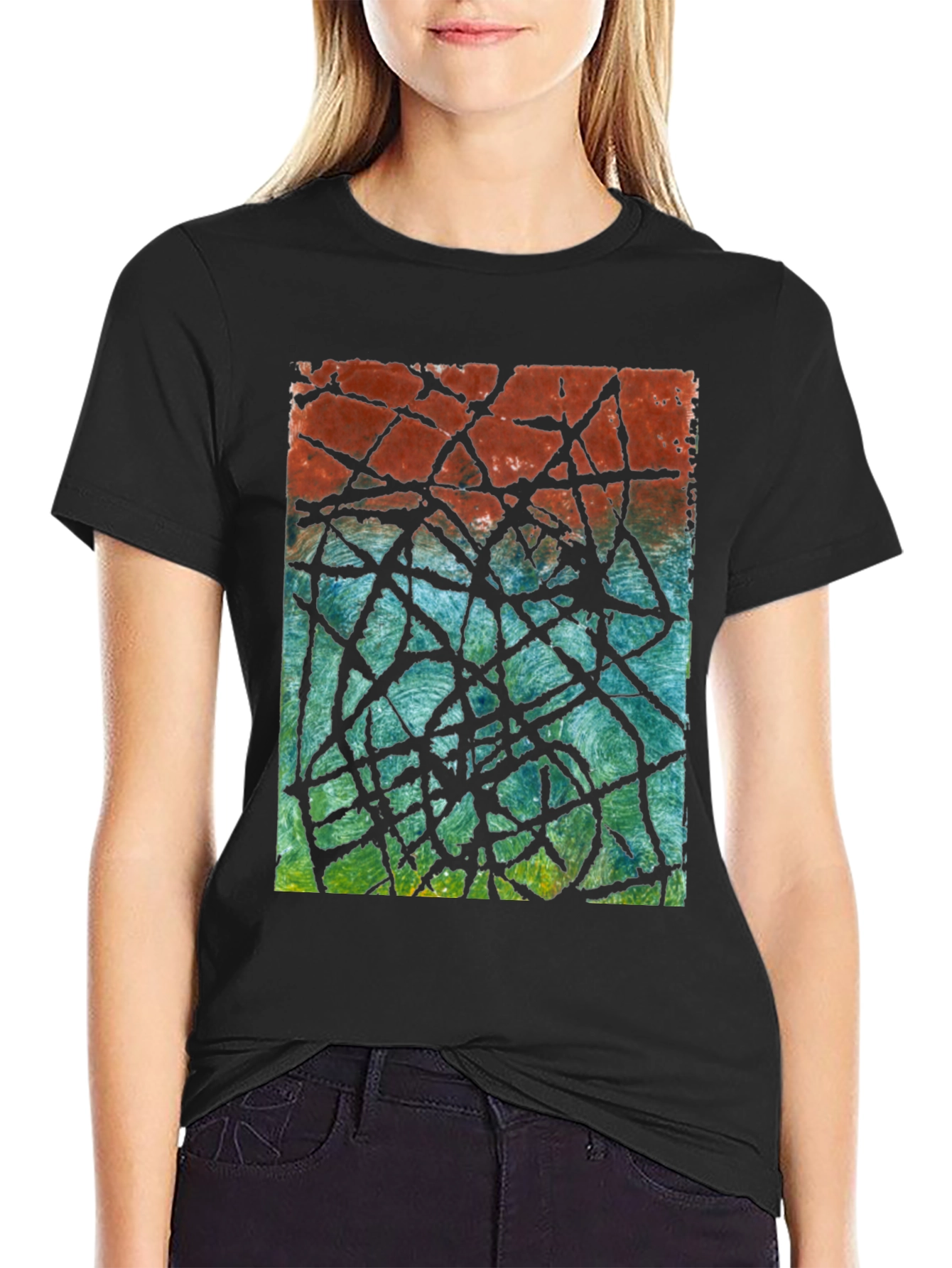 Abstract Line Art Graphic Tee - Modern Casual Style