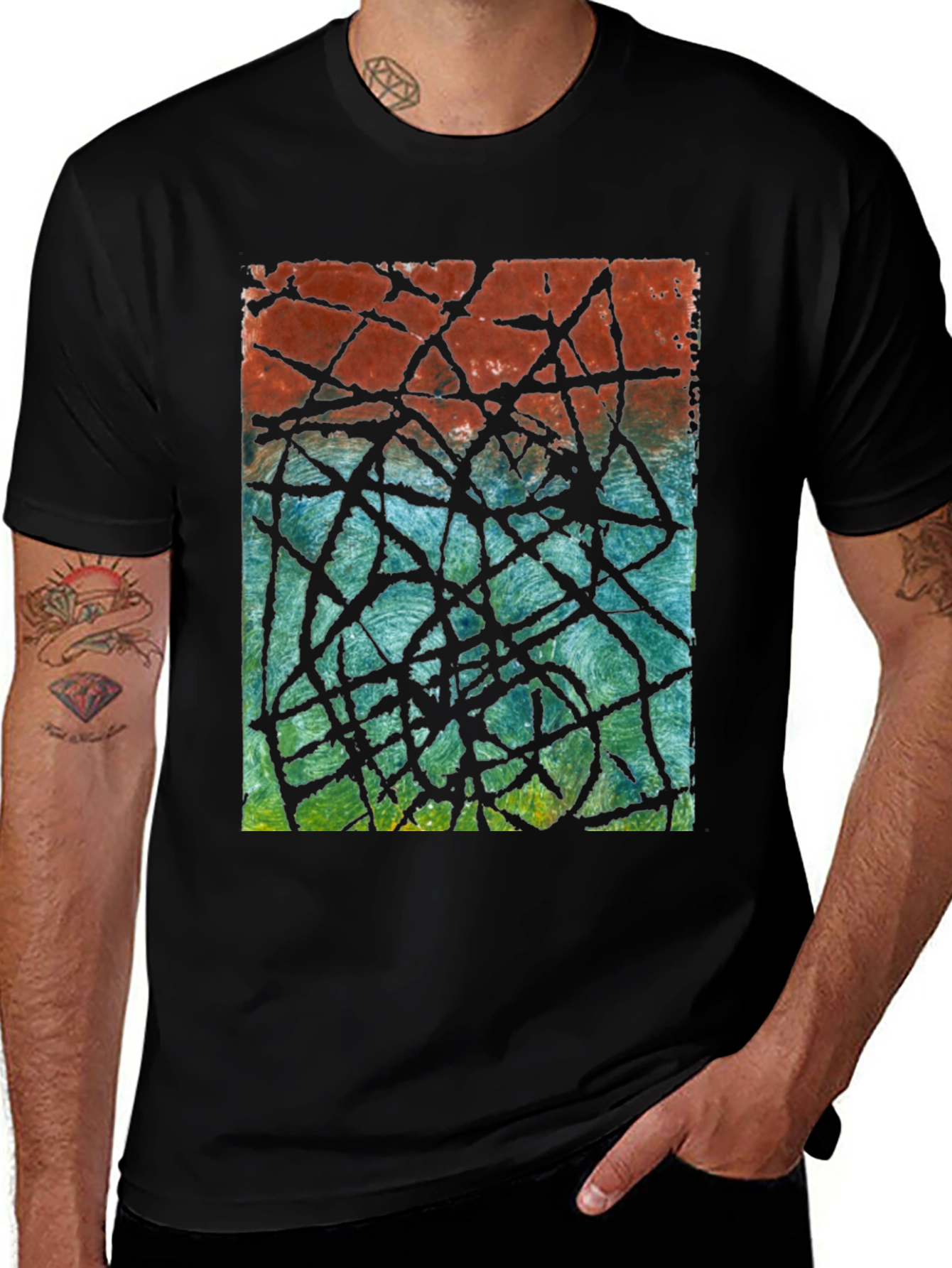 Abstract Line Art Graphic Tee - Modern Casual Style