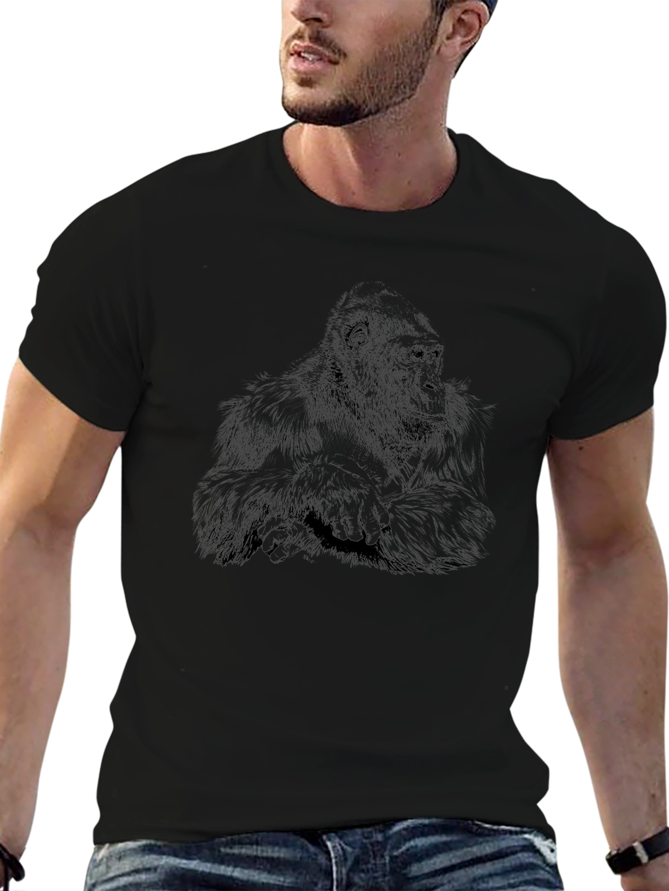 Gorilla Graphic Print Black T-Shirt