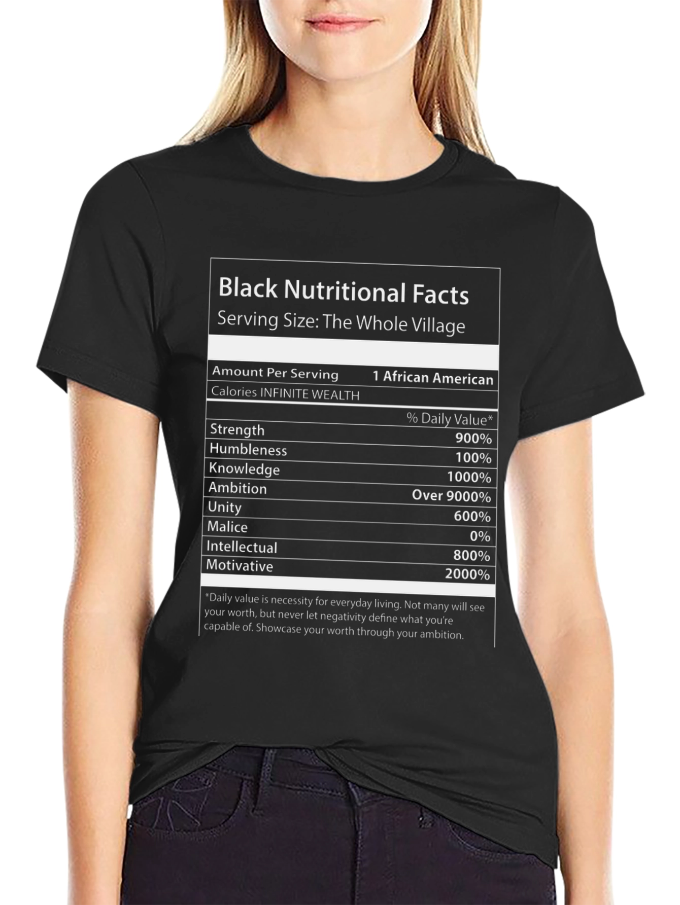 Black Nutritional Facts T-Shirt