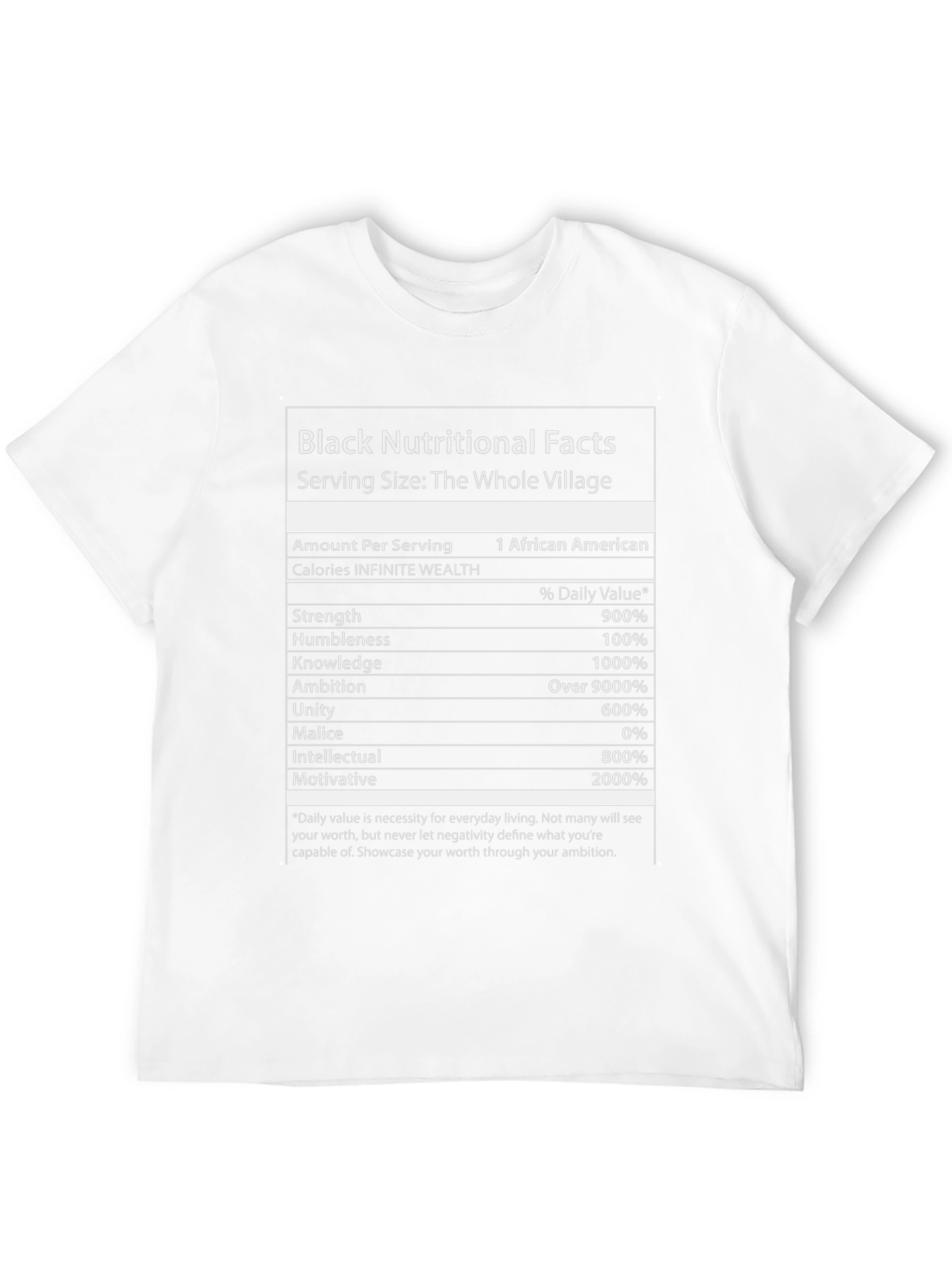 Black Nutritional Facts T-Shirt