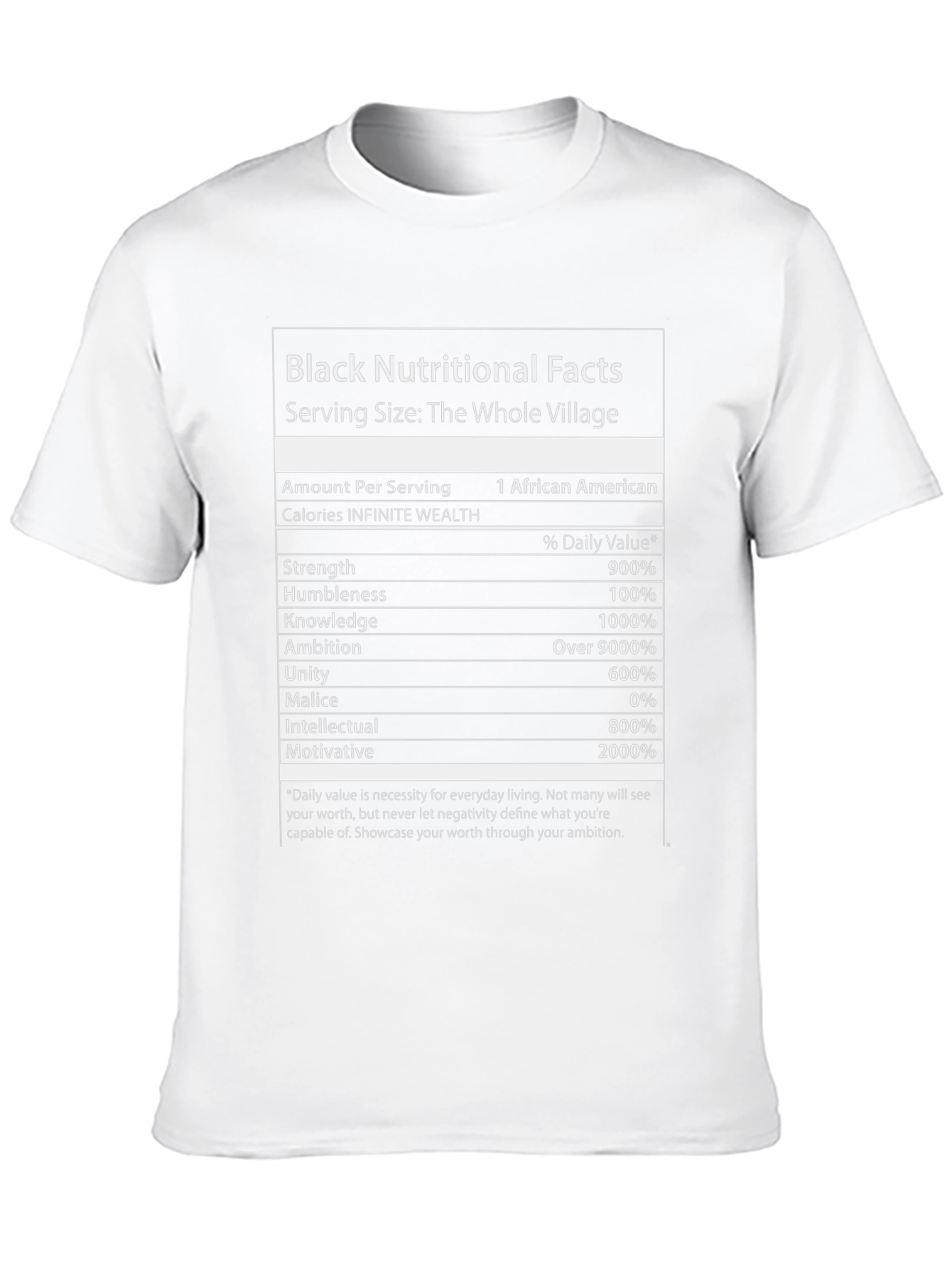 Black Nutritional Facts T-Shirt