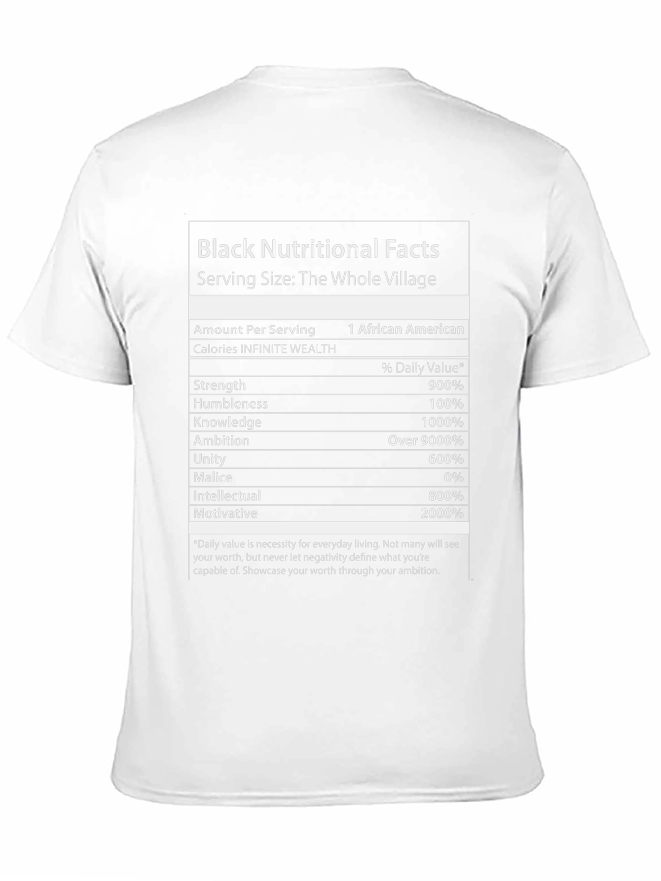 Black Nutritional Facts T-Shirt