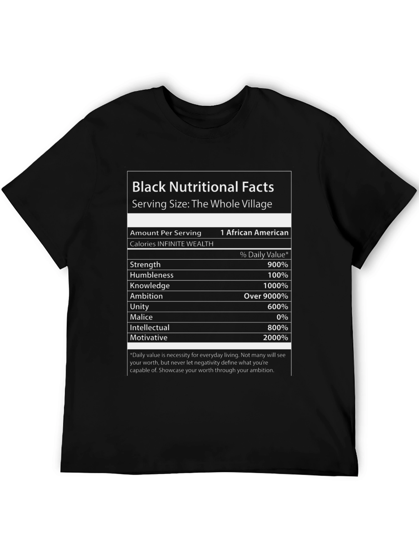 Black Nutritional Facts T-Shirt