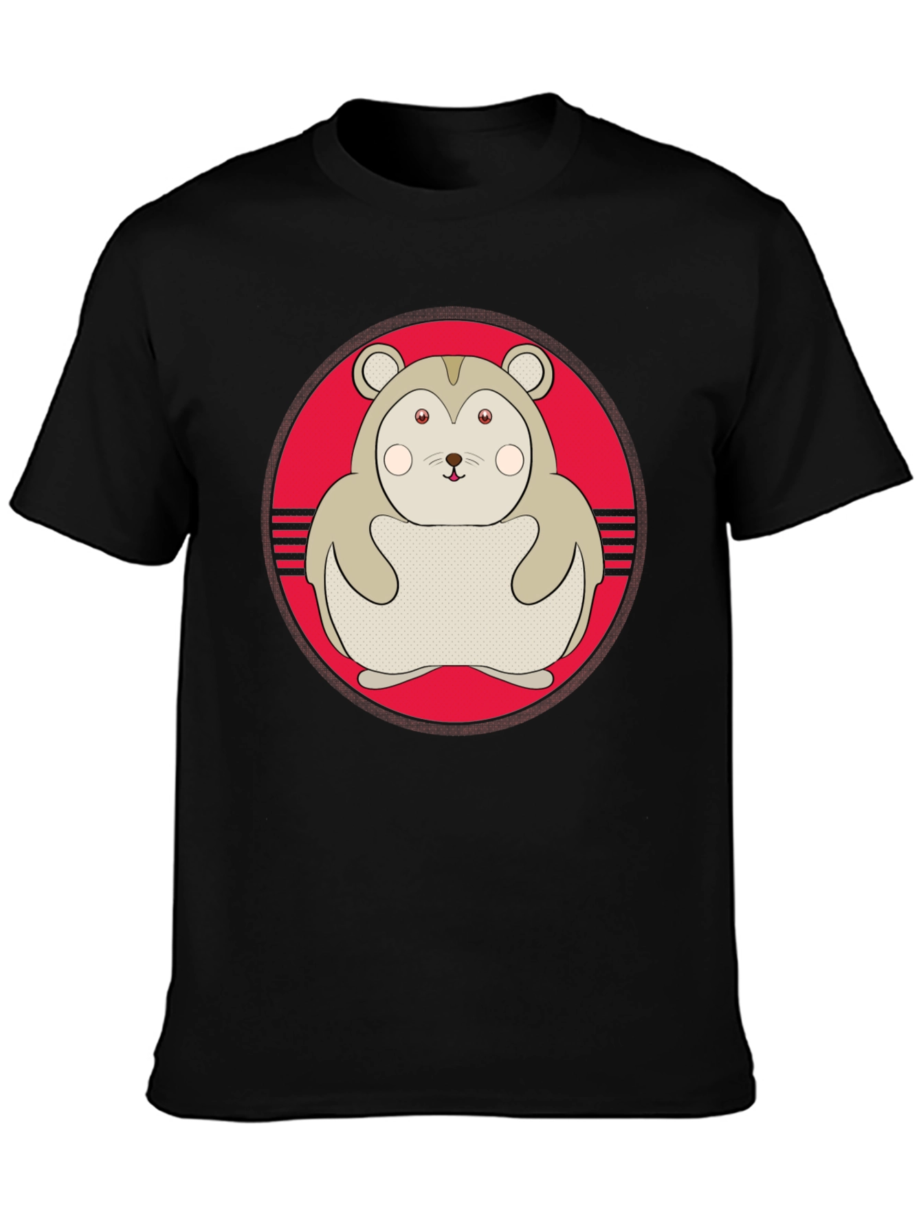 Cute Hamster Graphic Tee - Black Cotton T-Shirt
