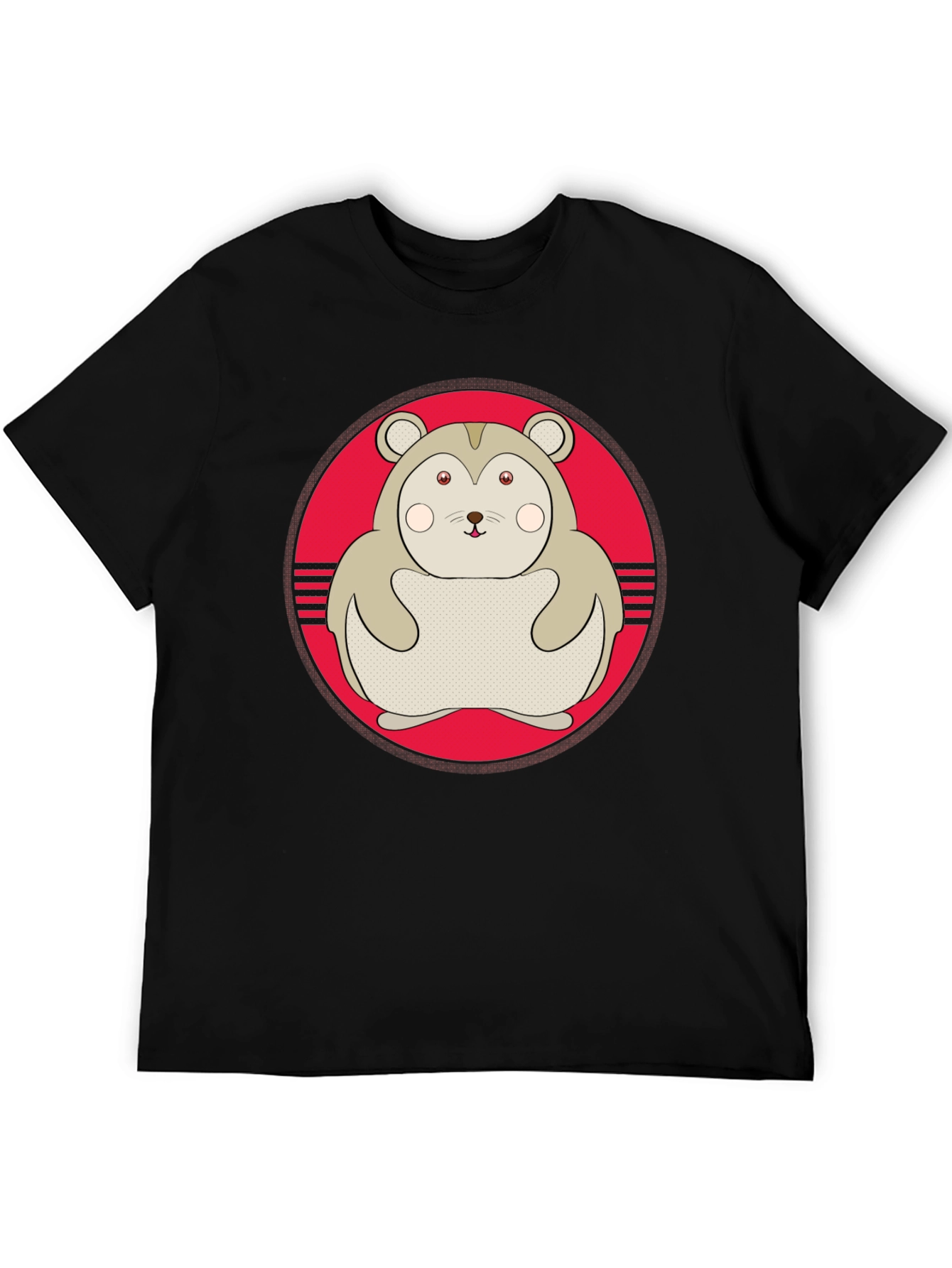 Cute Hamster Graphic Tee - Black Cotton T-Shirt