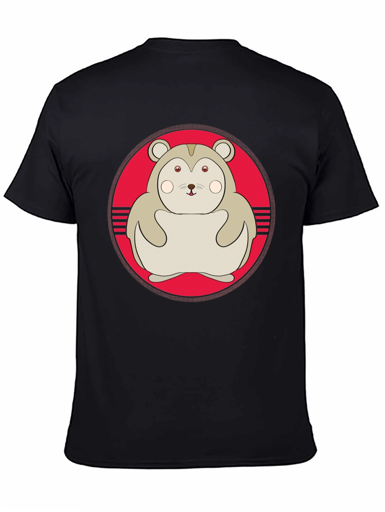 Cute Hamster Graphic Tee - Black Cotton T-Shirt
