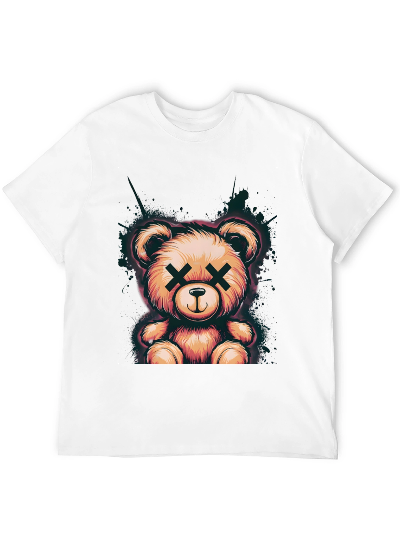 Teddy Bear Graphic Tee - Soft Black Cotton T-Shirt