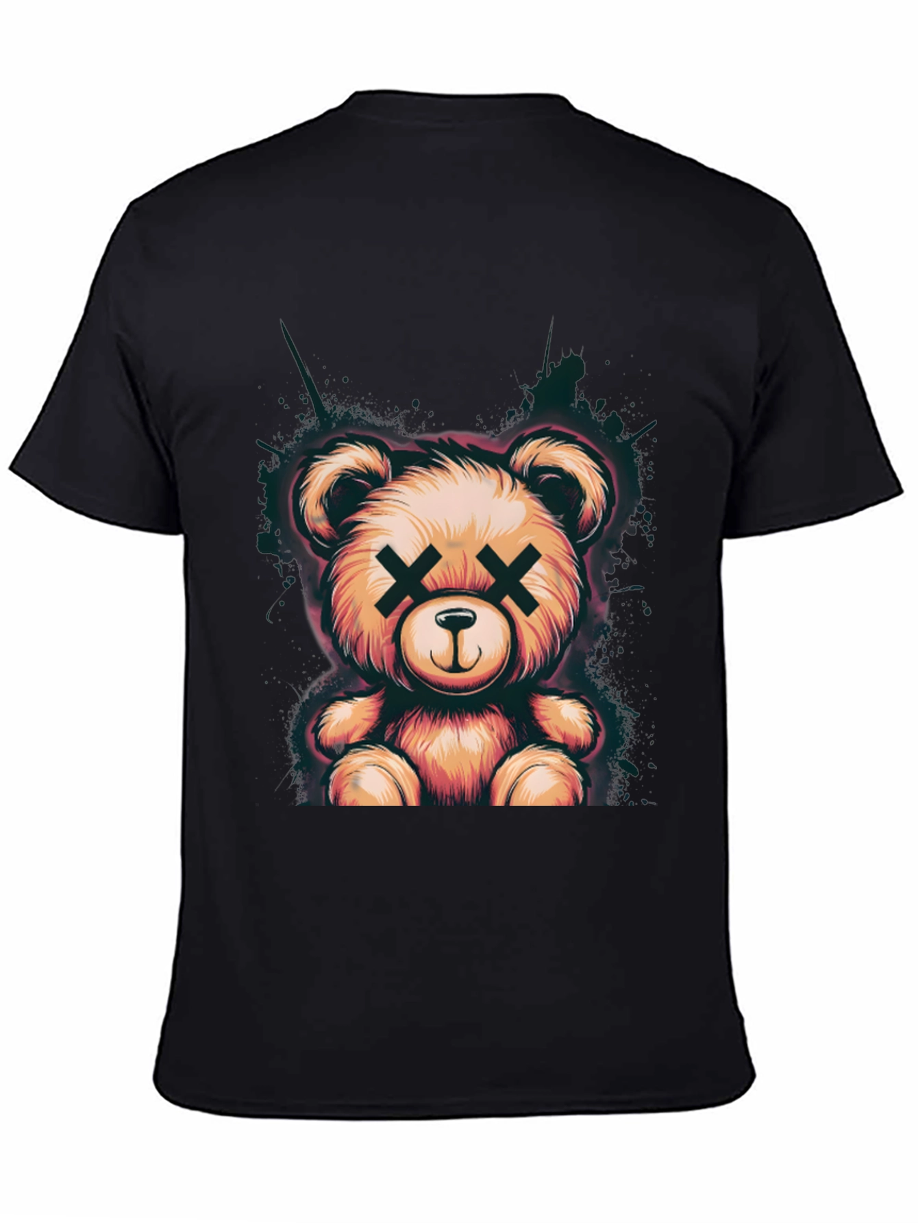 Teddy Bear Graphic Tee - Soft Black Cotton T-Shirt