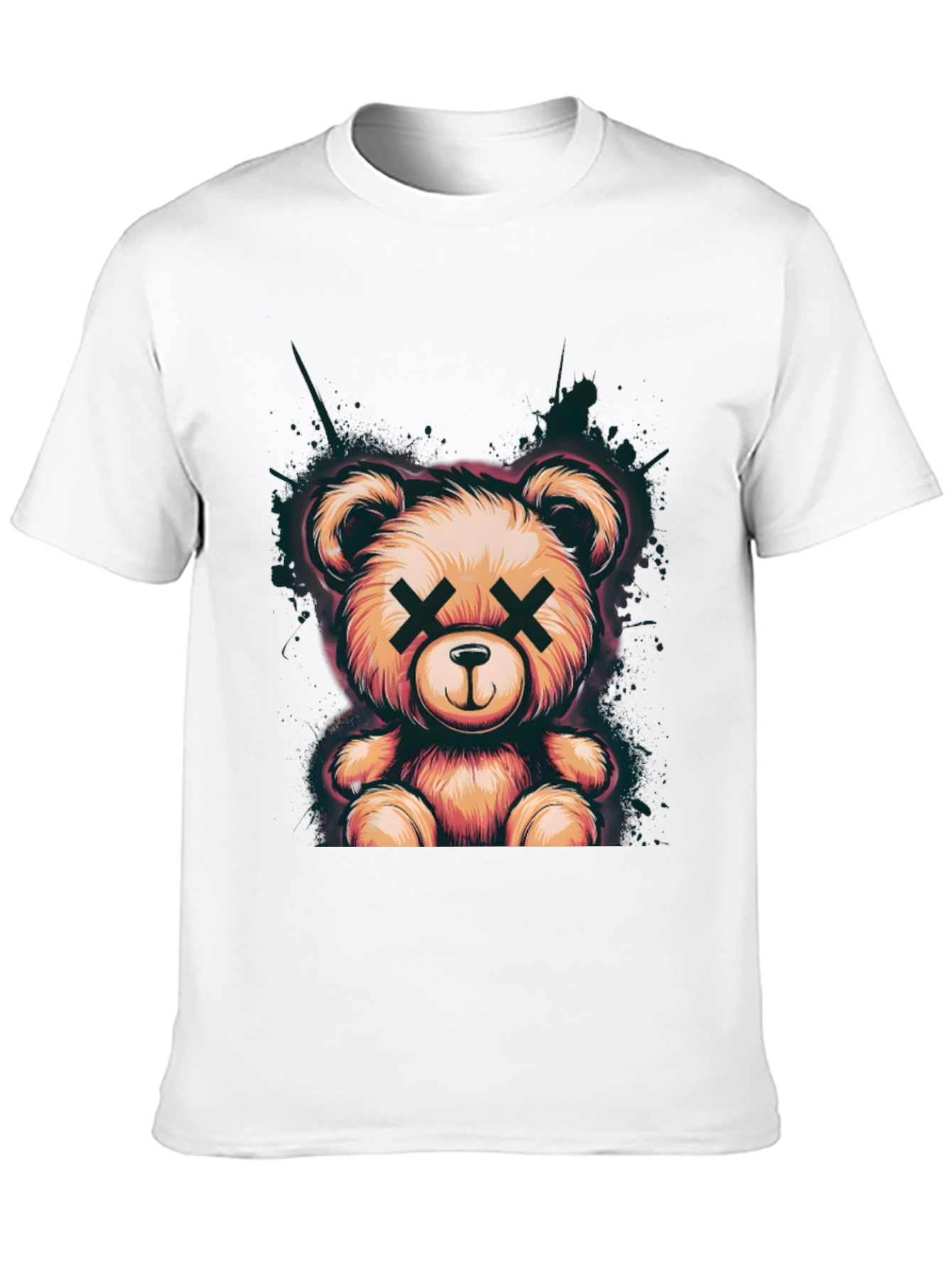 Teddy Bear Graphic Tee - Soft Black Cotton T-Shirt