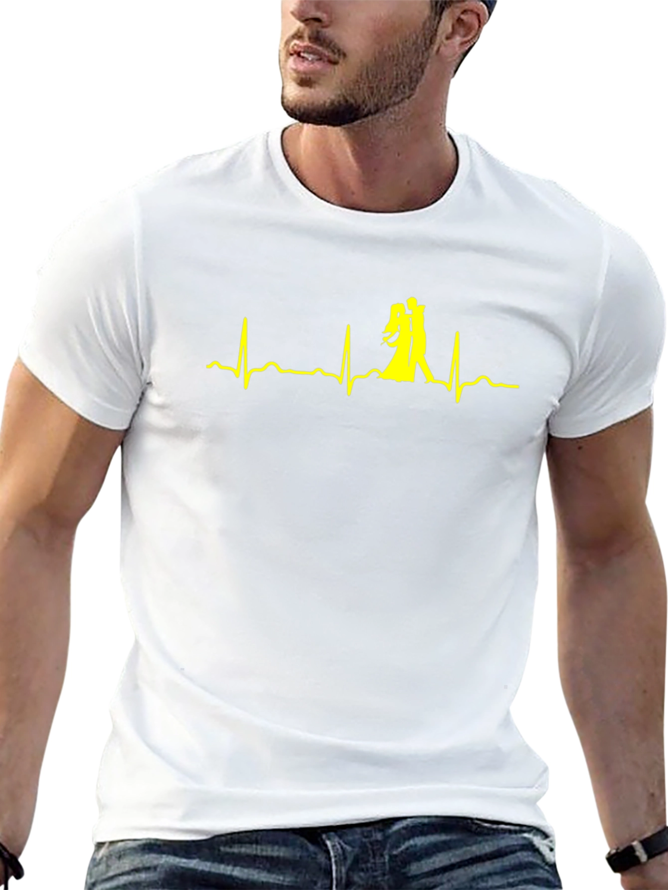 Dancing Heartbeat Graphic Tee - Black Cotton