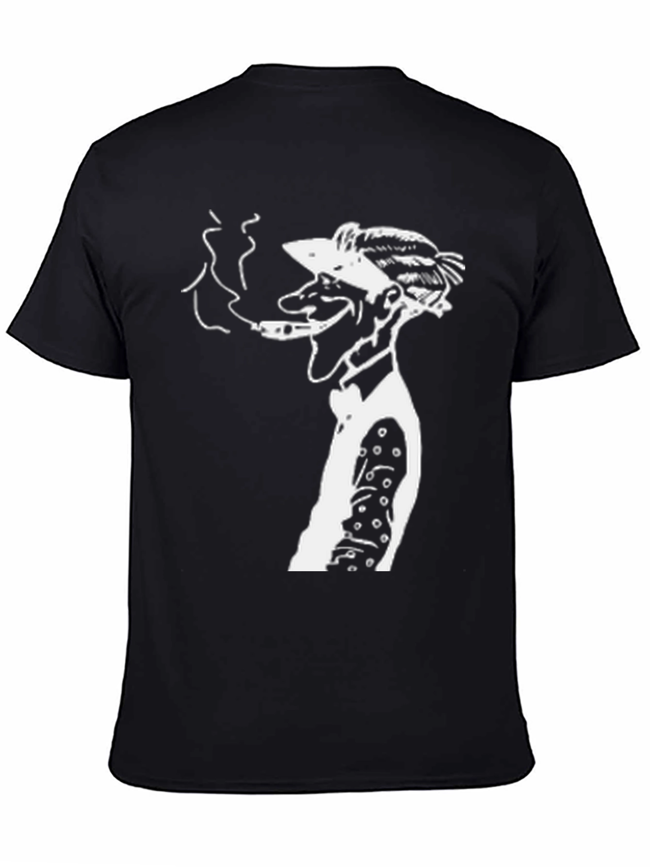 Retro Cartoon Man Smoking Black T-Shirt