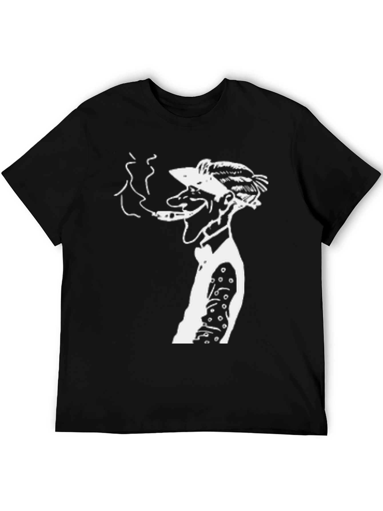 Retro Cartoon Man Smoking Black T-Shirt