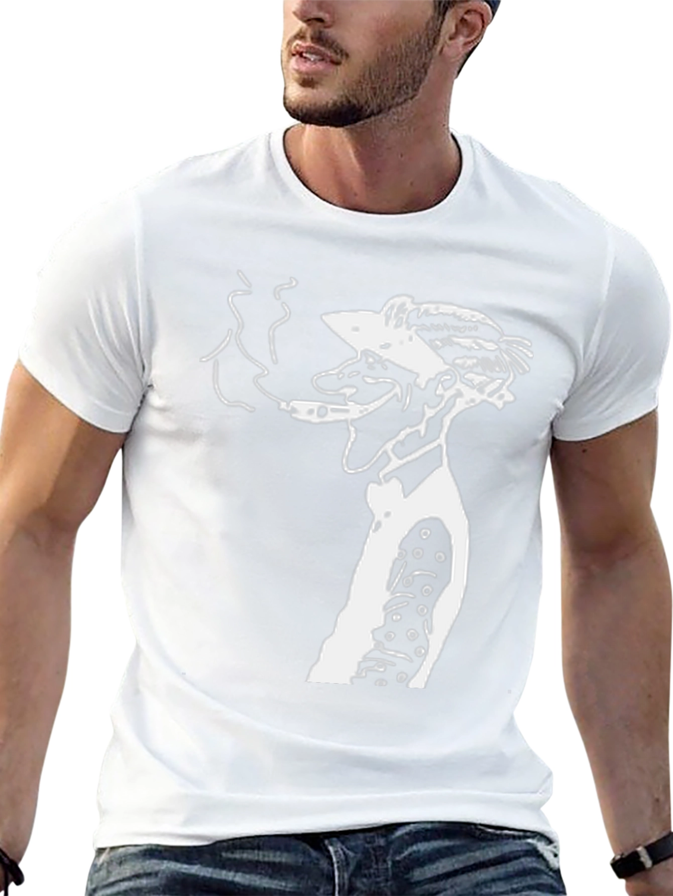 Retro Cartoon Man Smoking Black T-Shirt