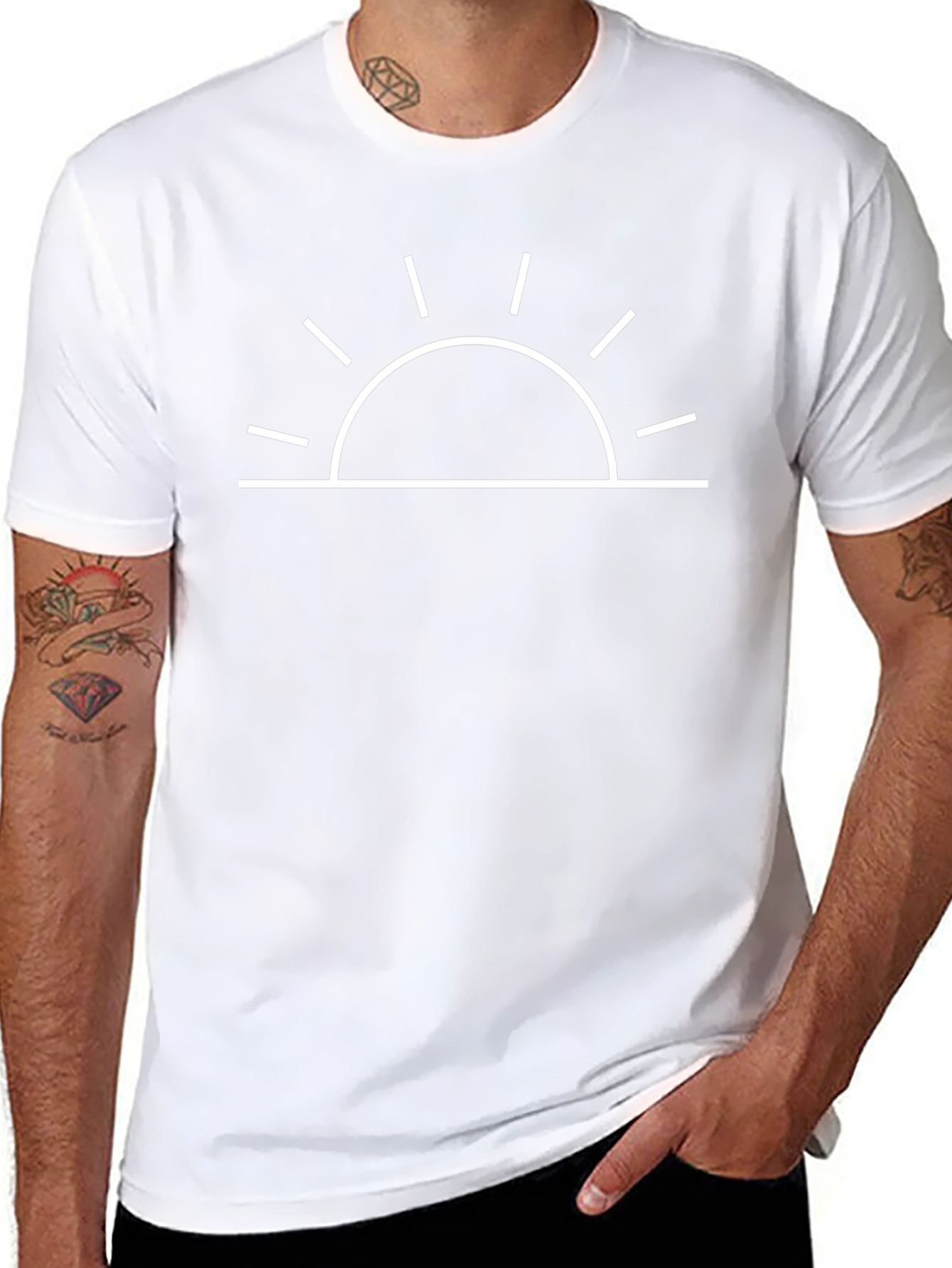 Minimalist Sunrise Graphic Tee - Black