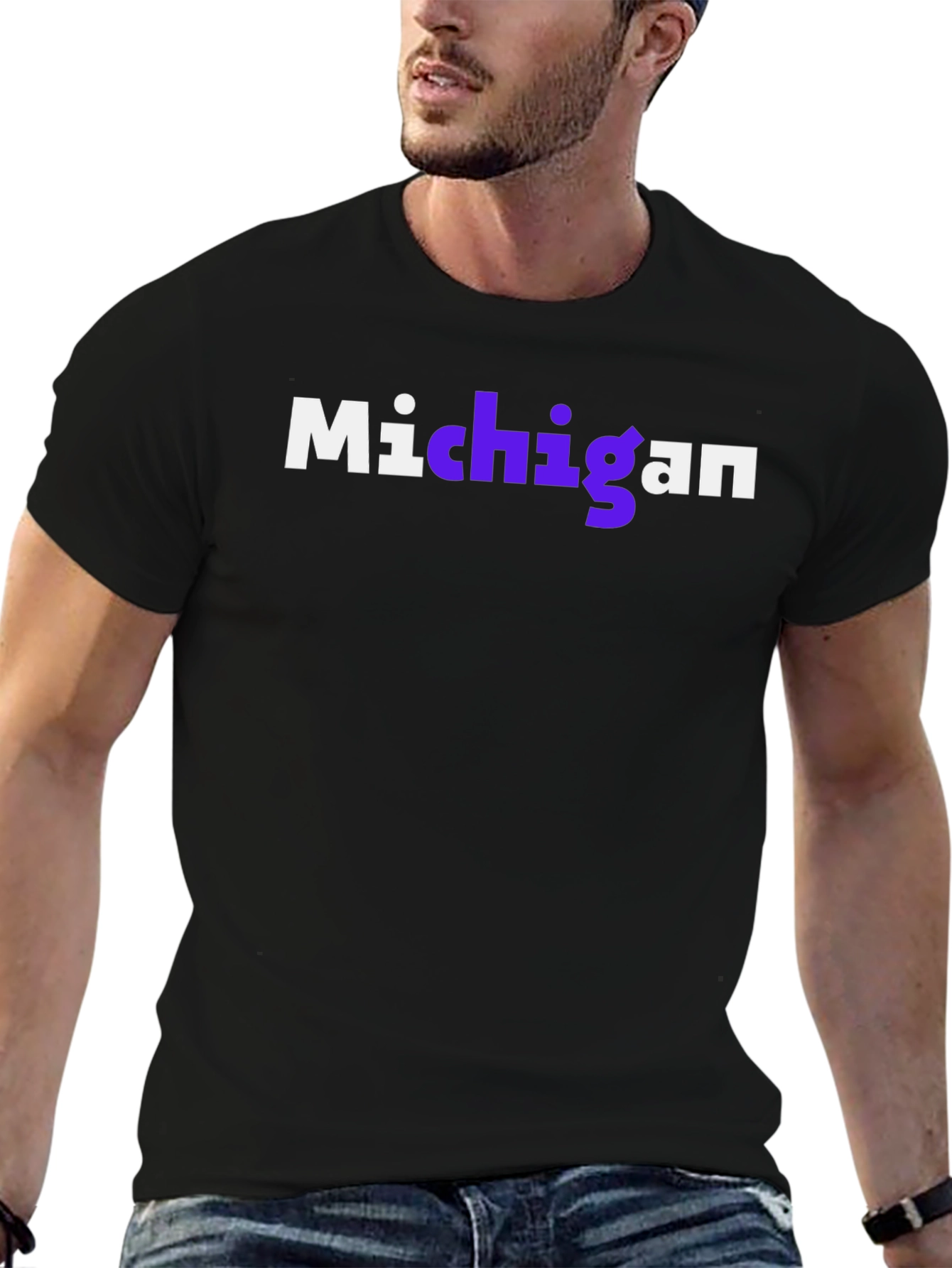 Michigan Graphic Tee - Black Cotton Shirt