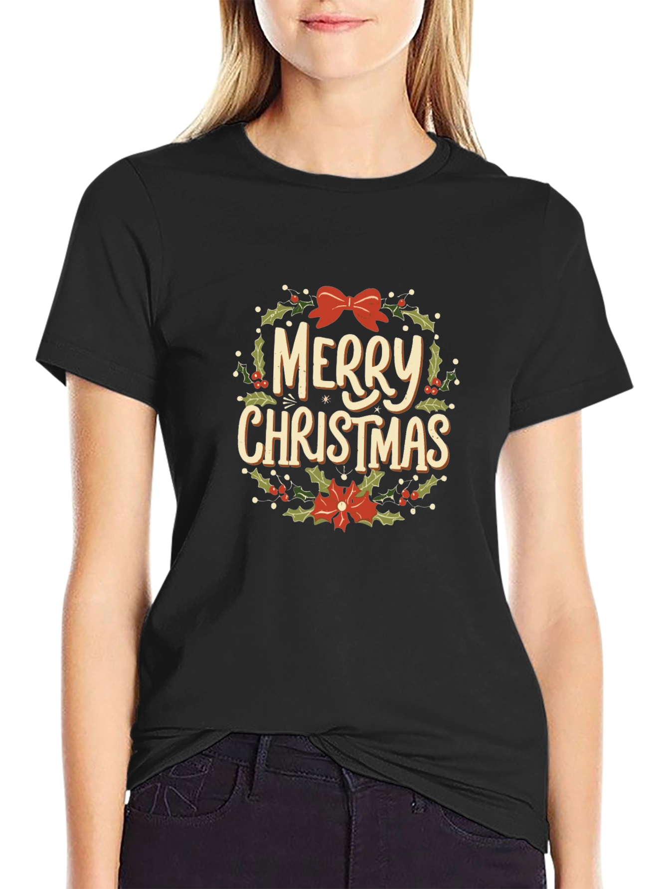 Festive Merry Christmas Graphic Tee - Holiday Cheer