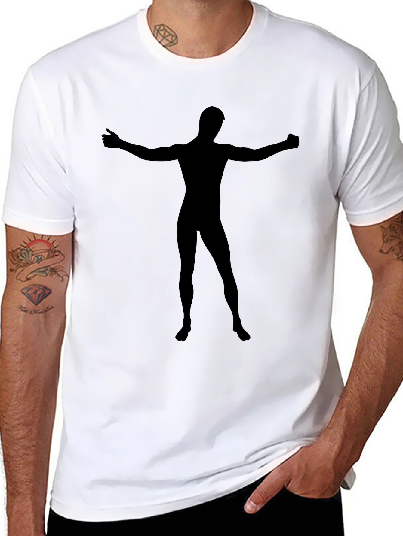 Mens Black Silhouette Graphic T-Shirt