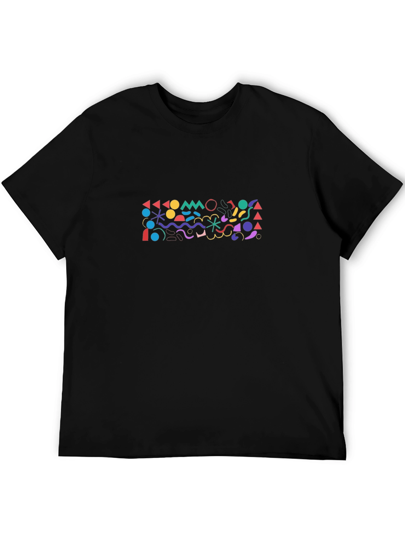 Geometric Graphic Print Black T-Shirt
