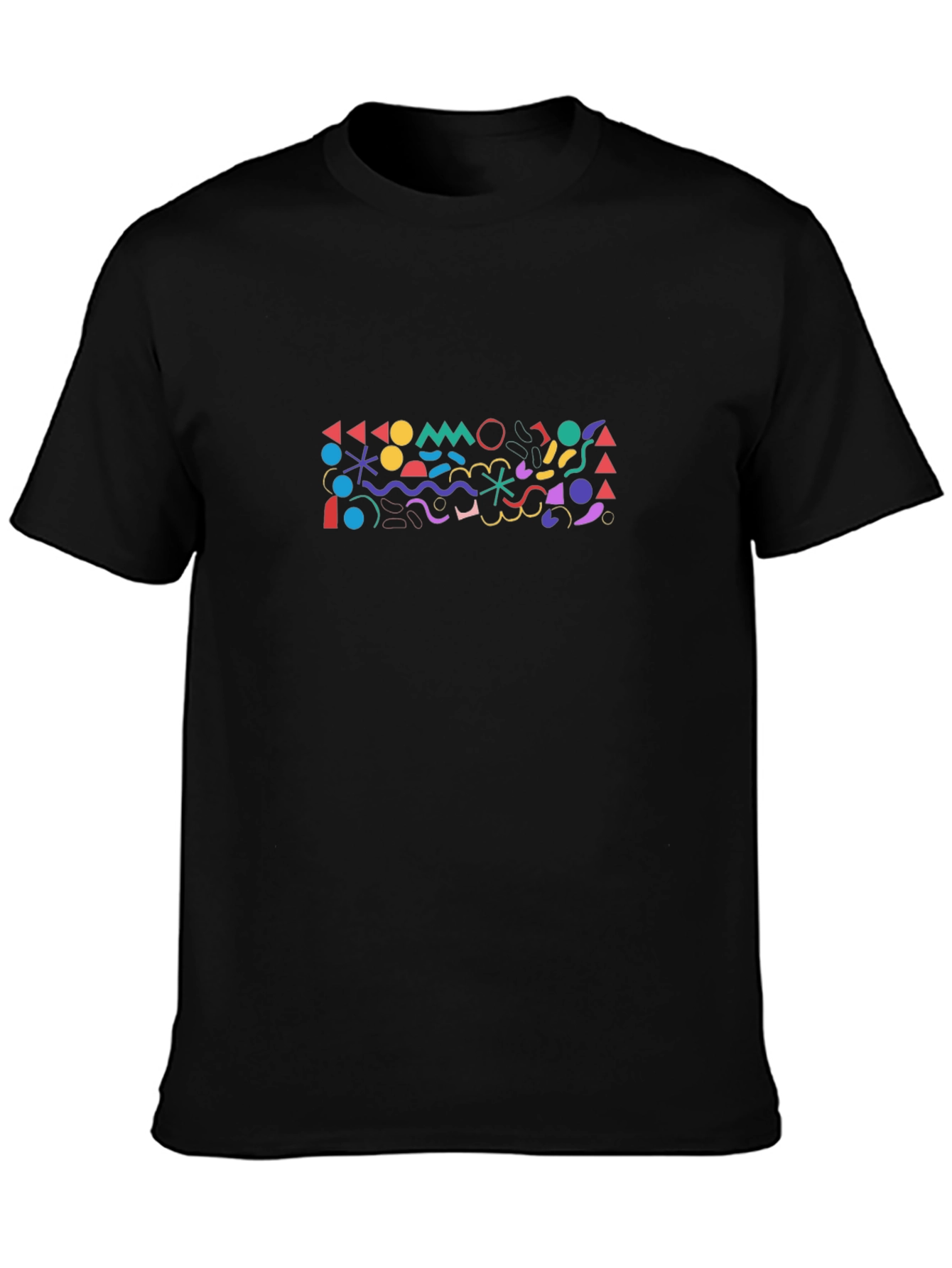 Geometric Graphic Print Black T-Shirt