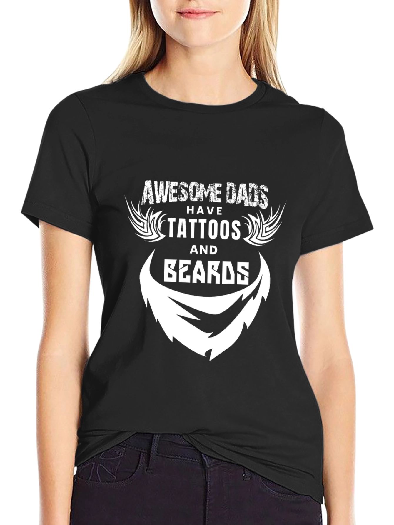 Awesome Dads Tattoos & Beards Graphic T-Shirt