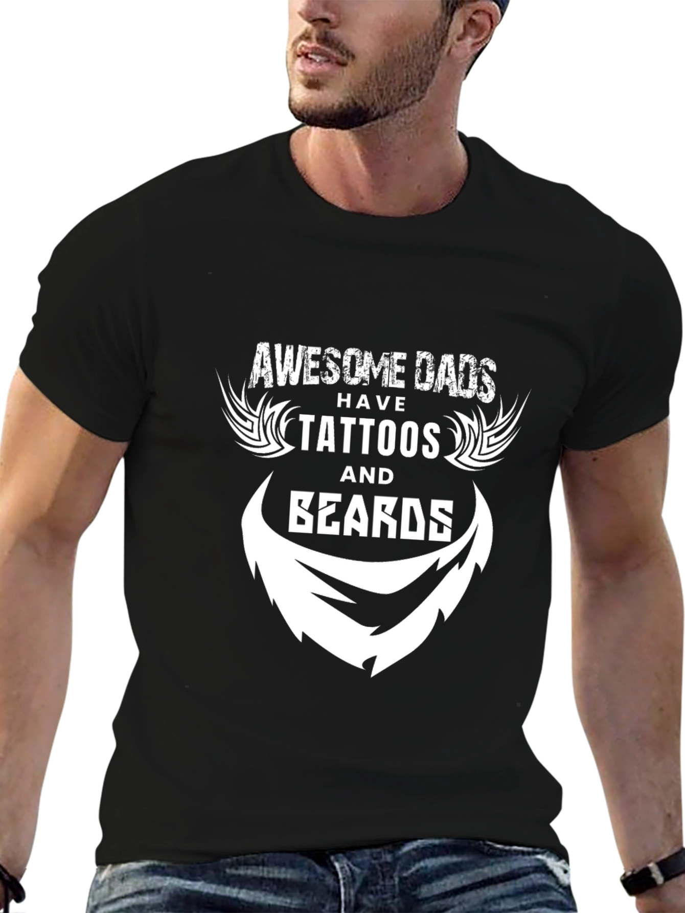 Awesome Dads Tattoos & Beards Graphic T-Shirt