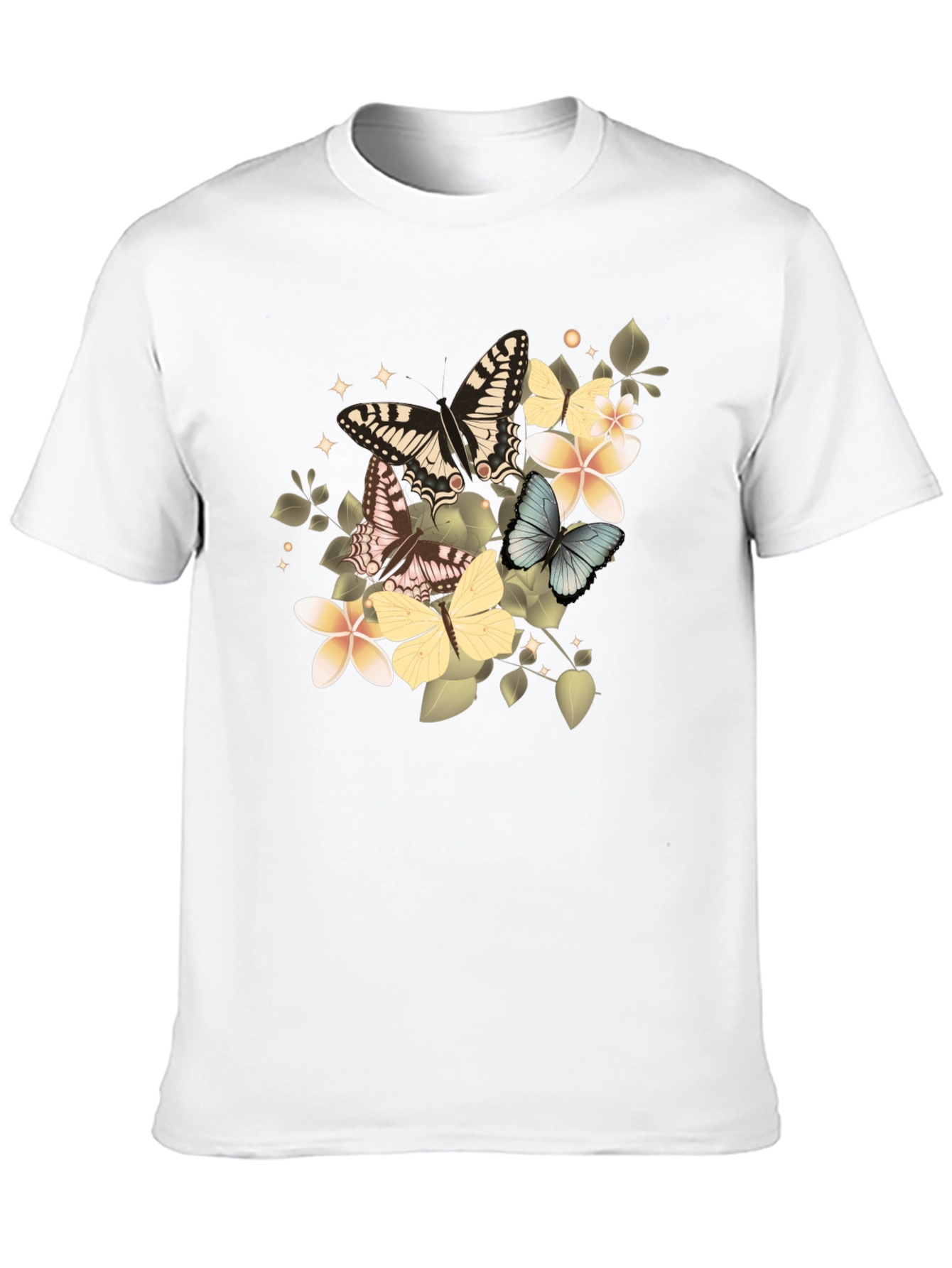 Butterfly & Floral Graphic Tee - Black