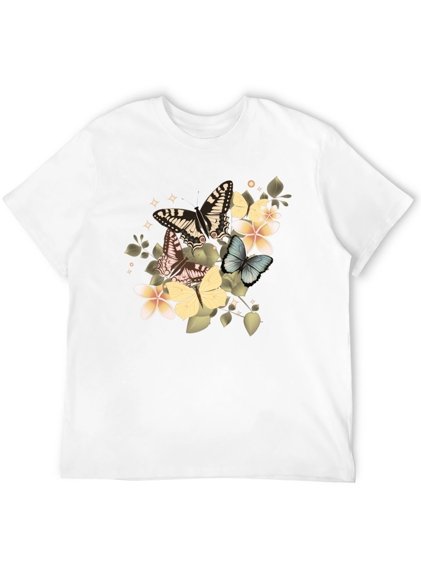 Butterfly & Floral Graphic Tee - Black
