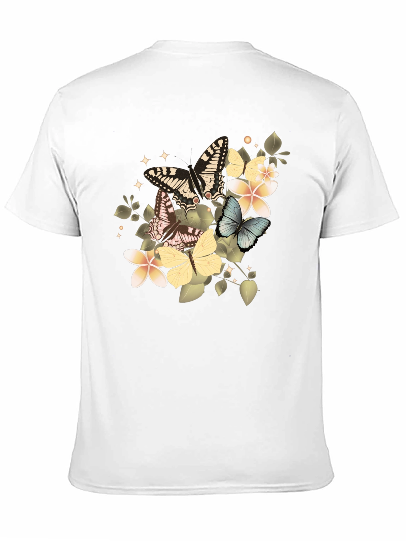 Butterfly & Floral Graphic Tee - Black
