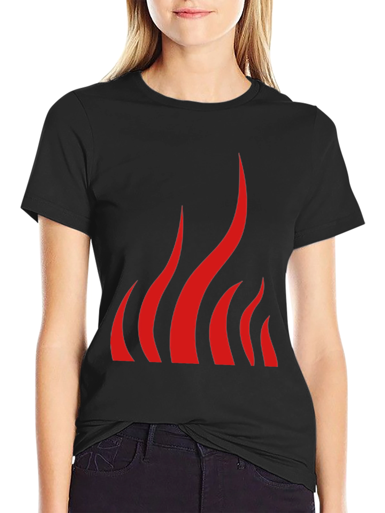 Bold Flame Graphic Black T-Shirt