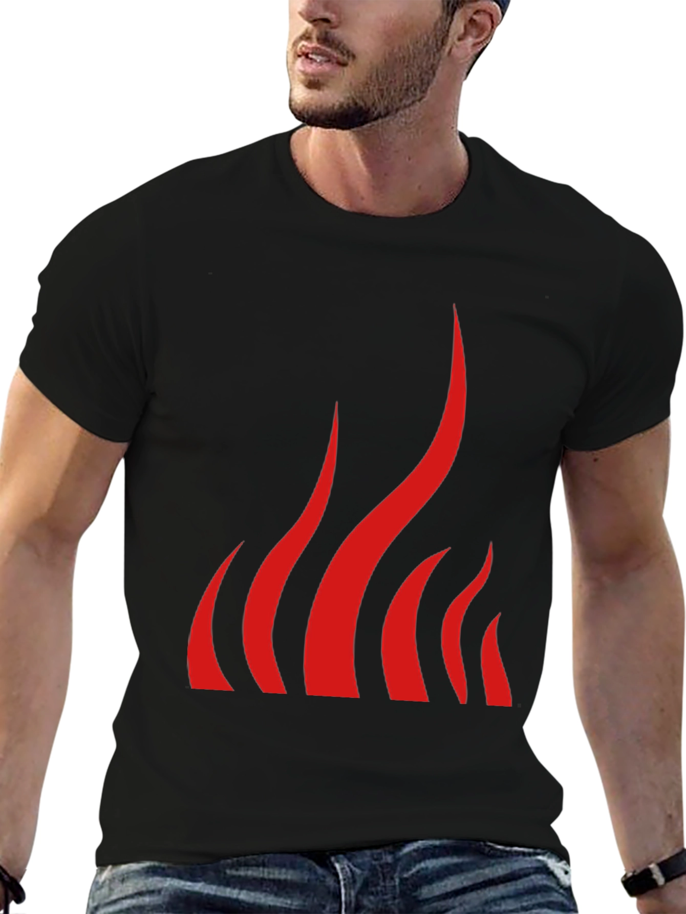 Bold Flame Graphic Black T-Shirt