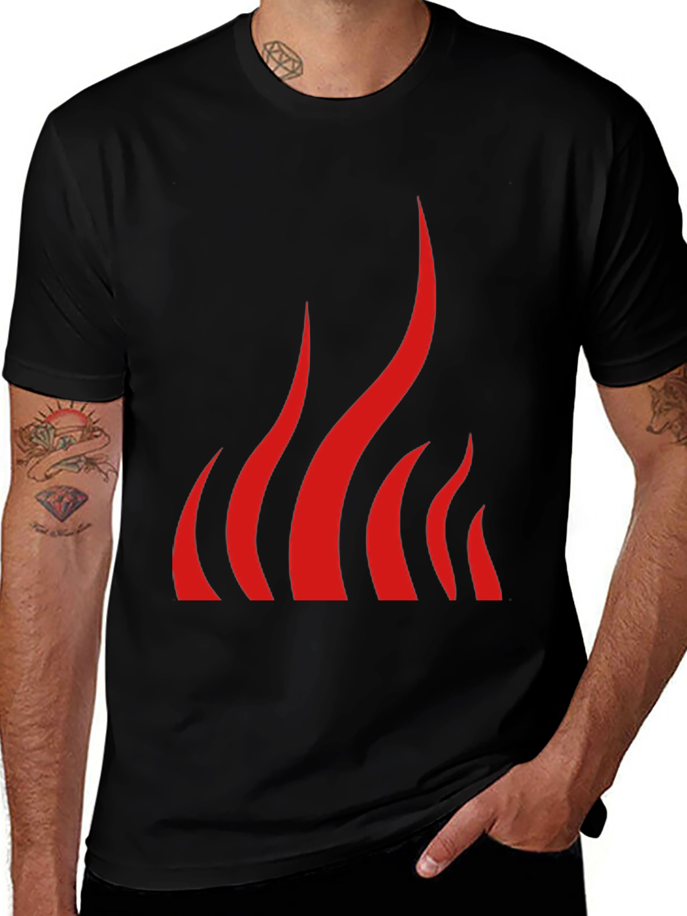 Bold Flame Graphic Black T-Shirt