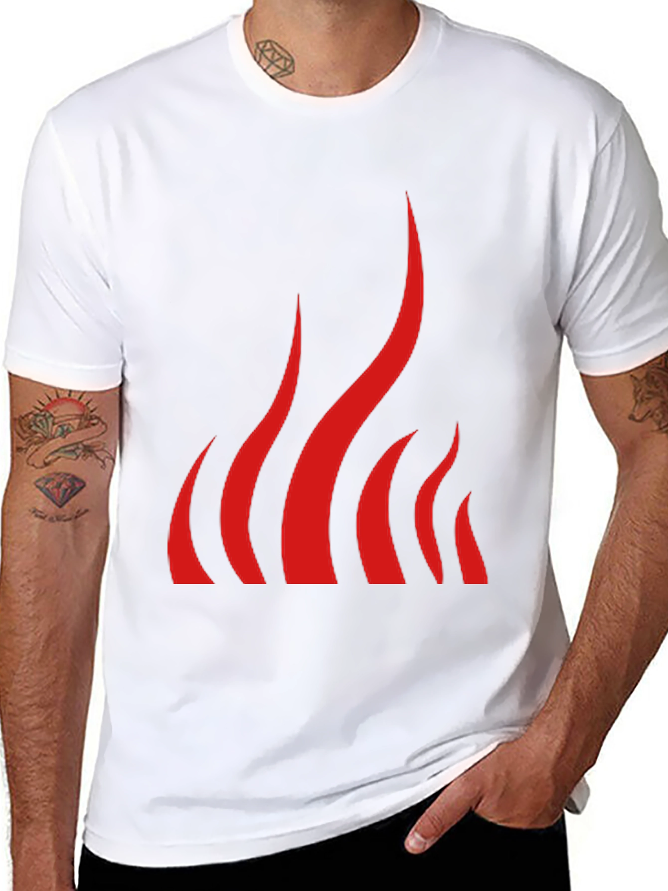 Bold Flame Graphic Black T-Shirt
