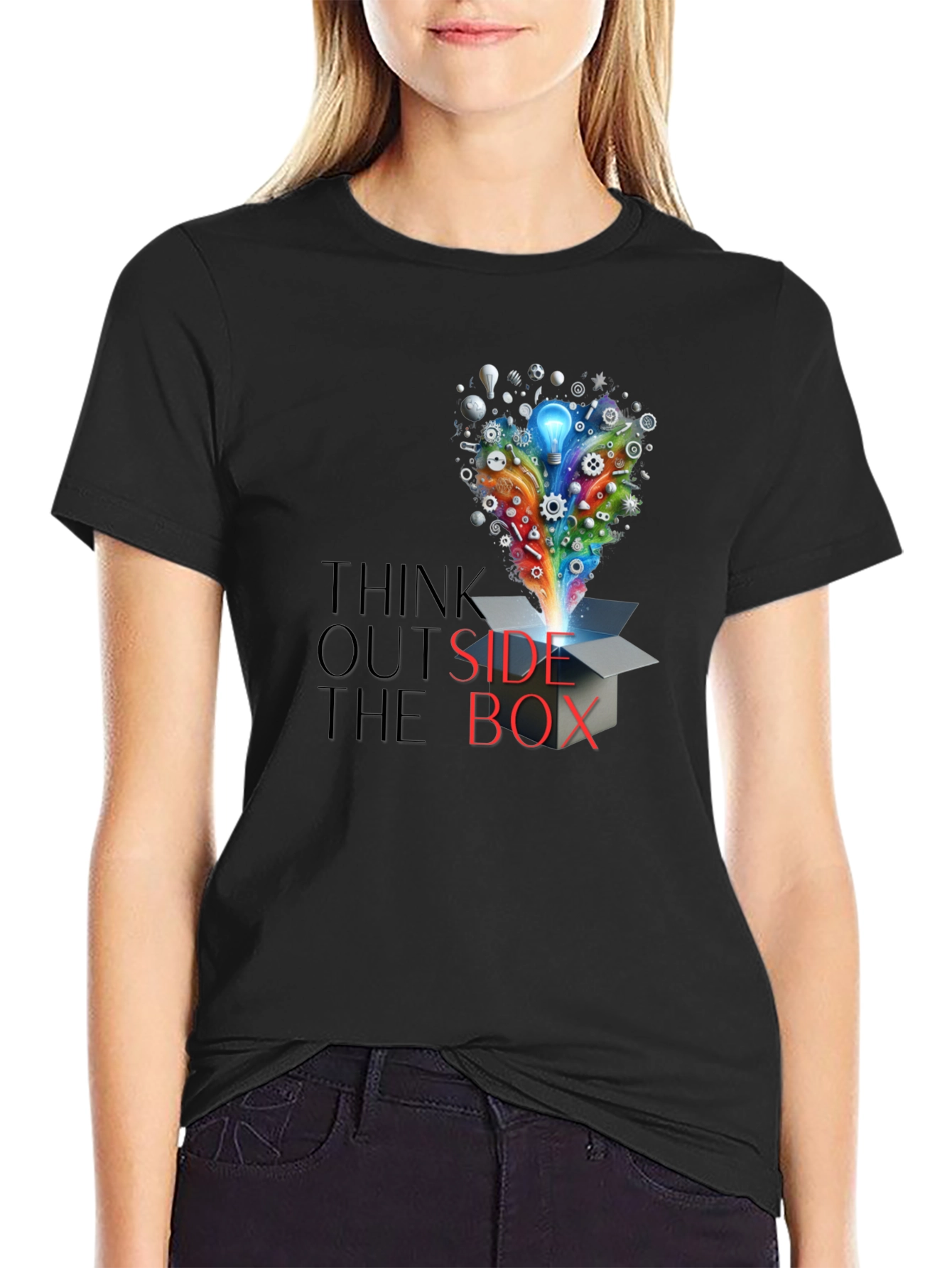 Think Outside the Box Graphic Tee - Creative Design