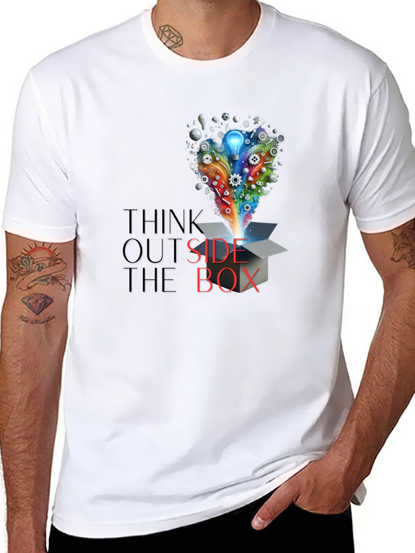 Think Outside the Box Graphic Tee - Creative Design
