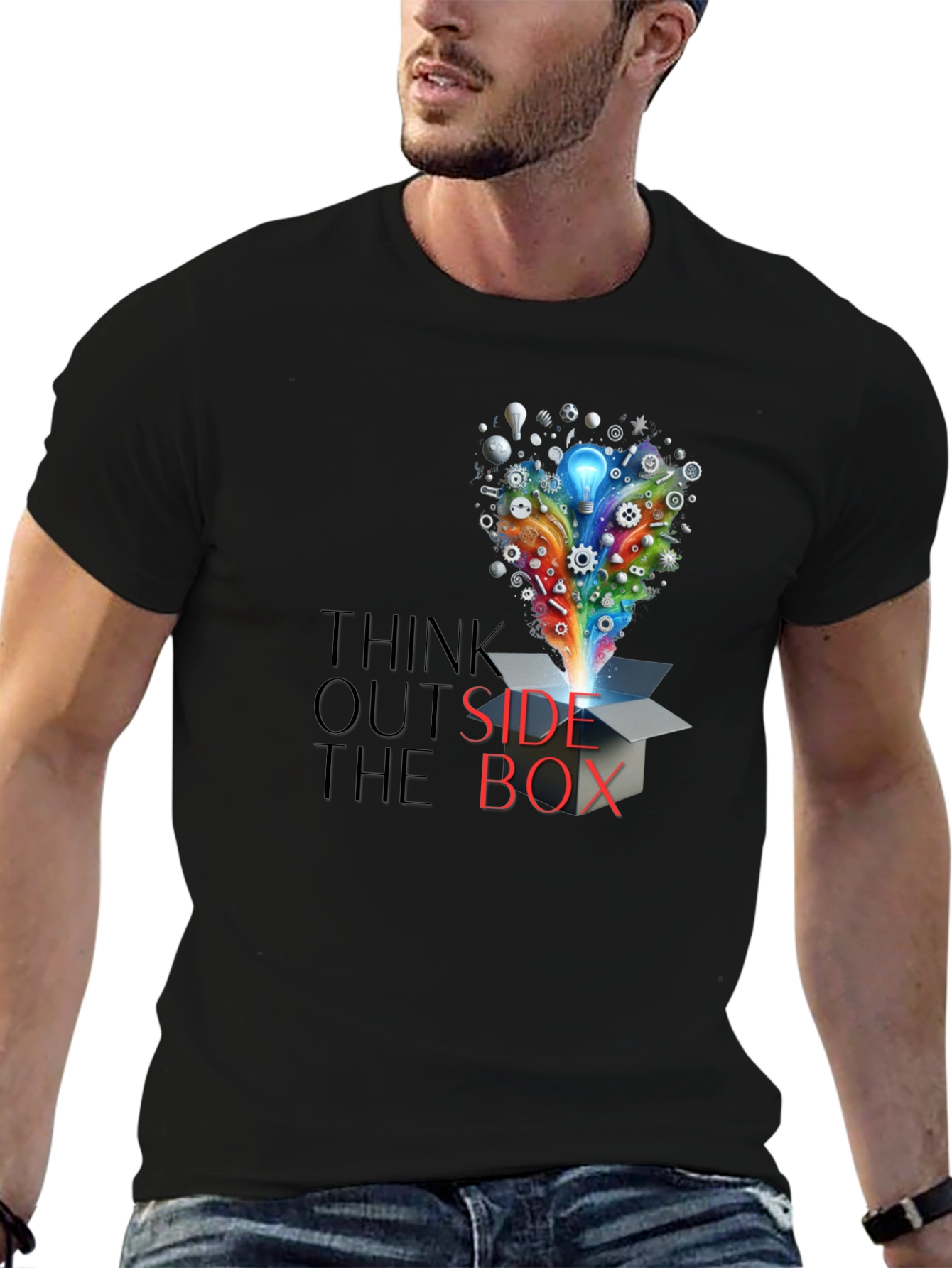 Think Outside the Box Graphic Tee - Creative Design