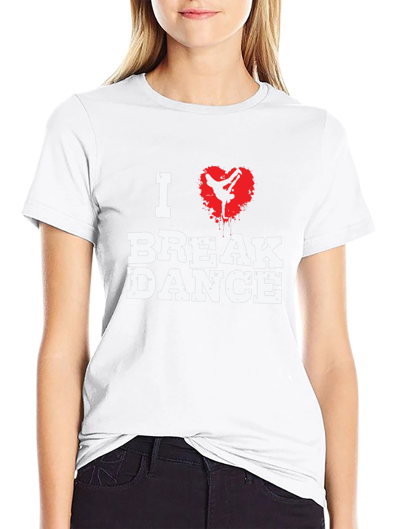 I Love Break Dance Graphic T-Shirt - Black