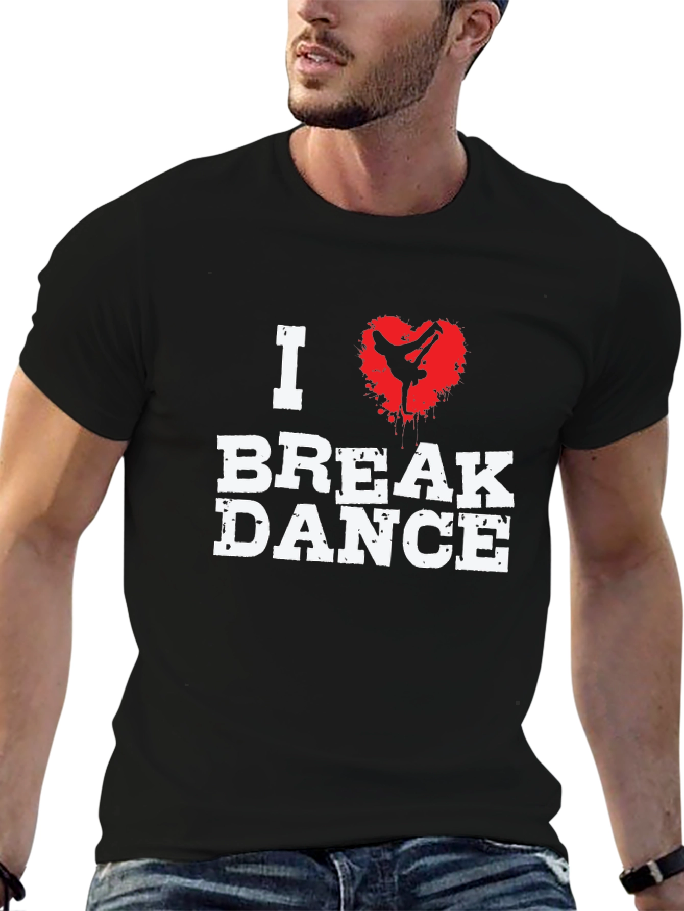 I Love Break Dance Graphic T-Shirt - Black