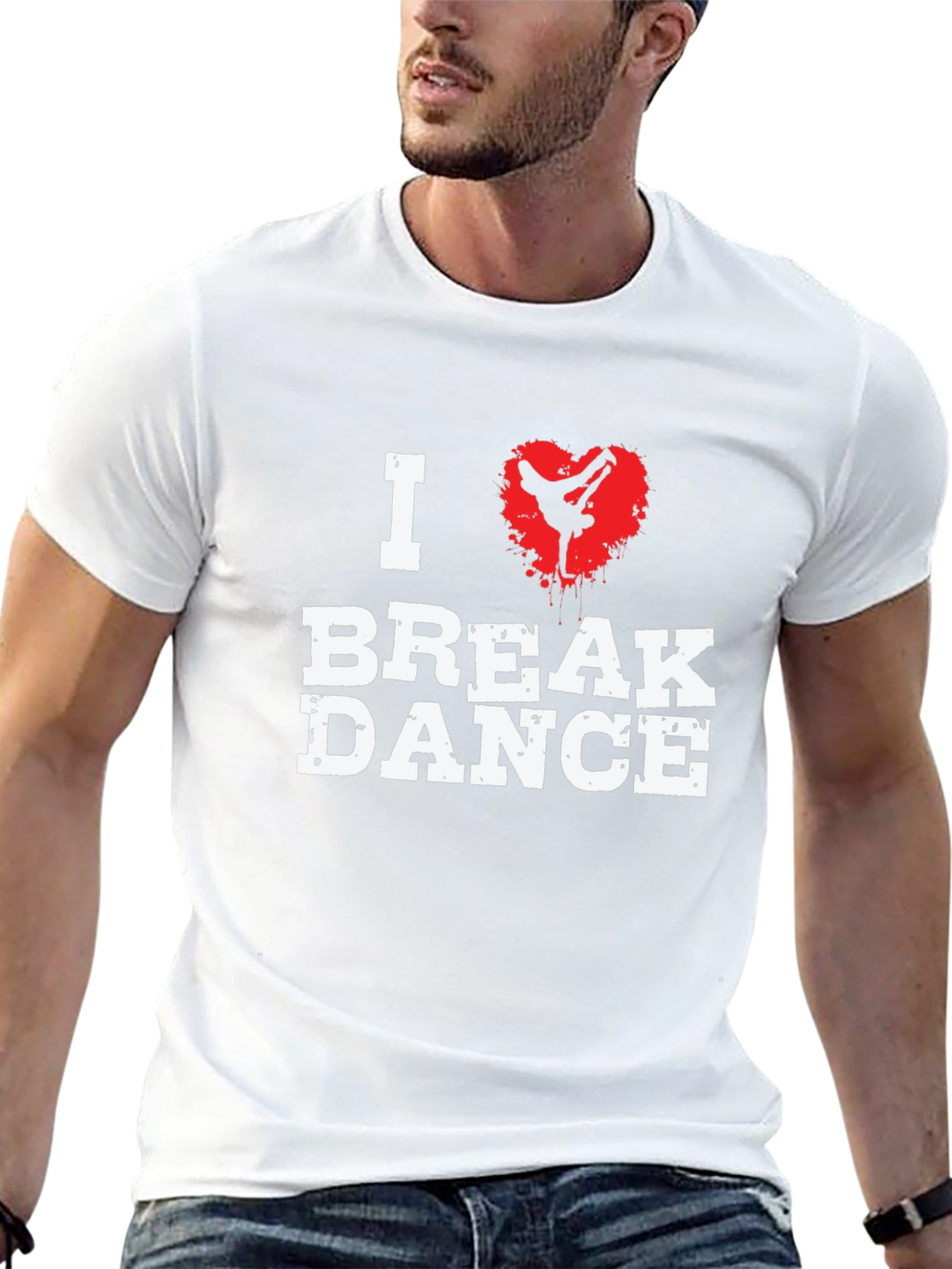 I Love Break Dance Graphic T-Shirt - Black