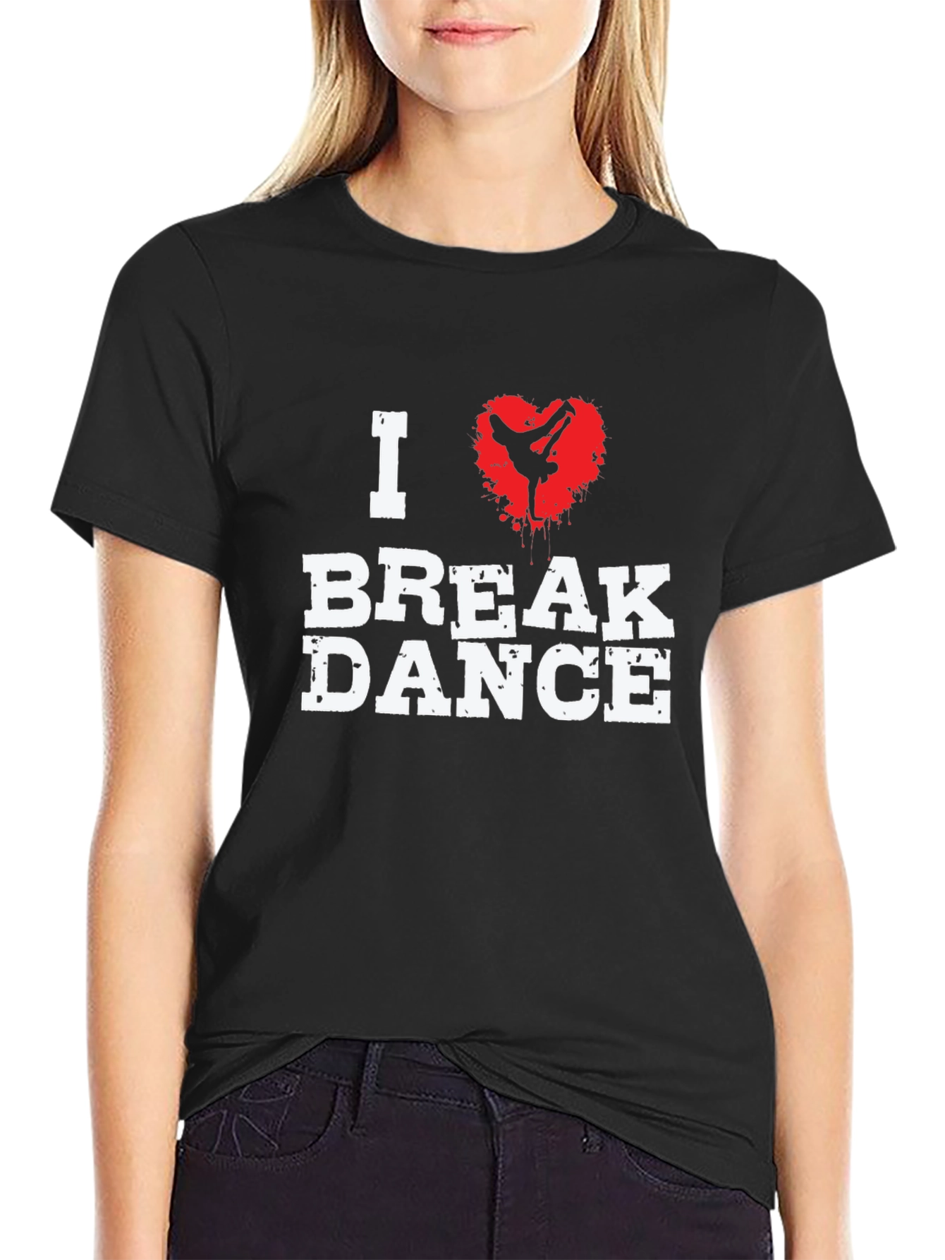 I Love Break Dance Graphic T-Shirt - Black