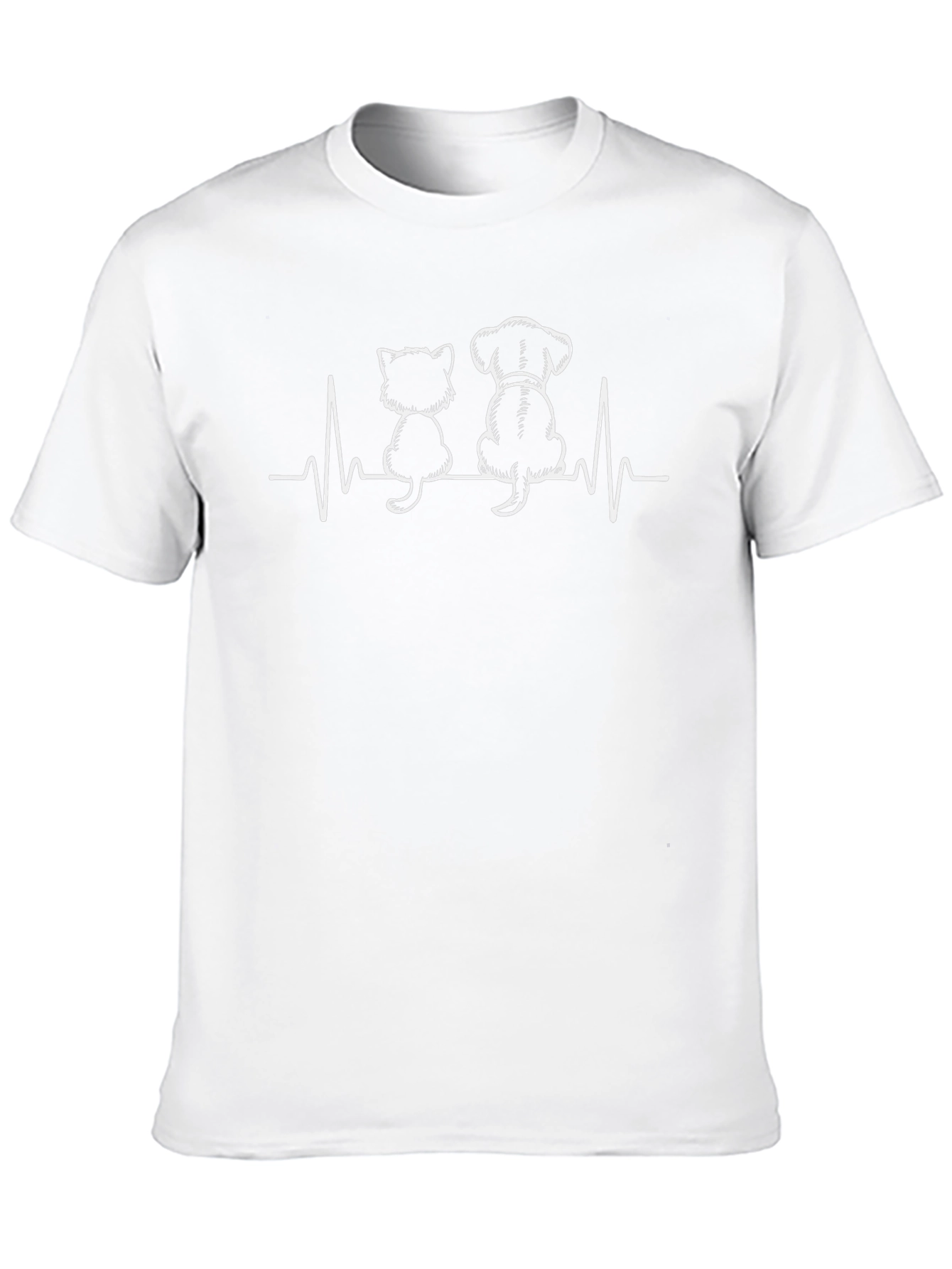 Cat & Dog Heartbeat T-Shirt - Unisex Black Tee