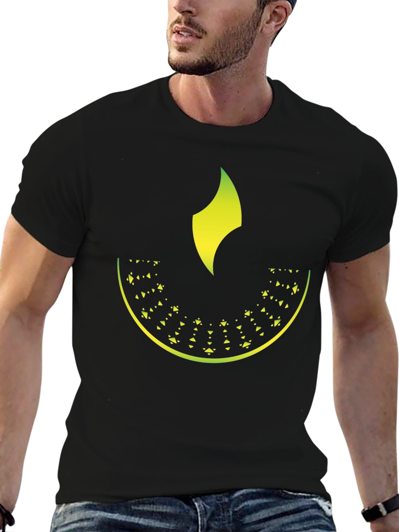 Abstract Gradient Graphic Black T-Shirt