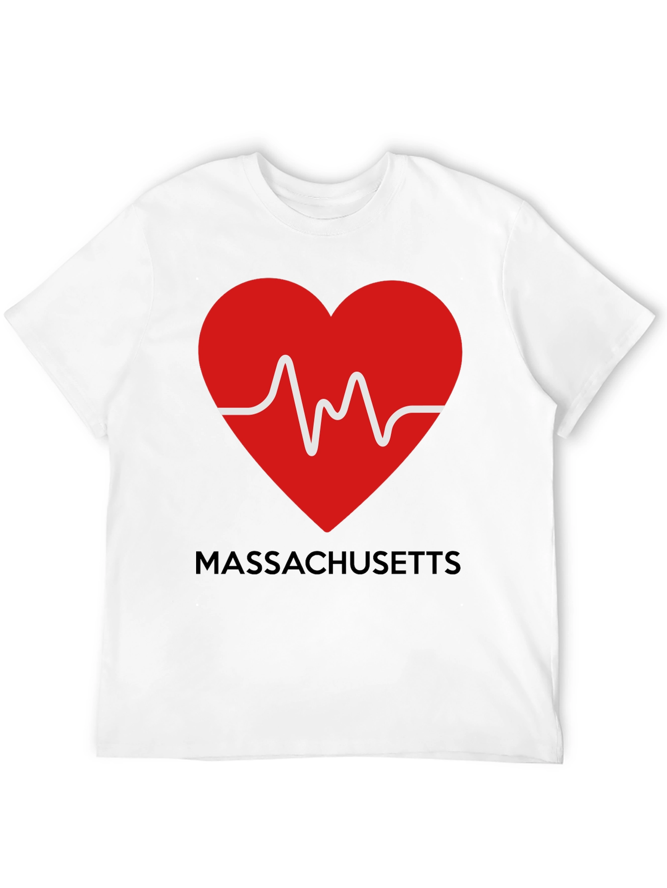 Massachusetts Love Heartbeat Black T-Shirt