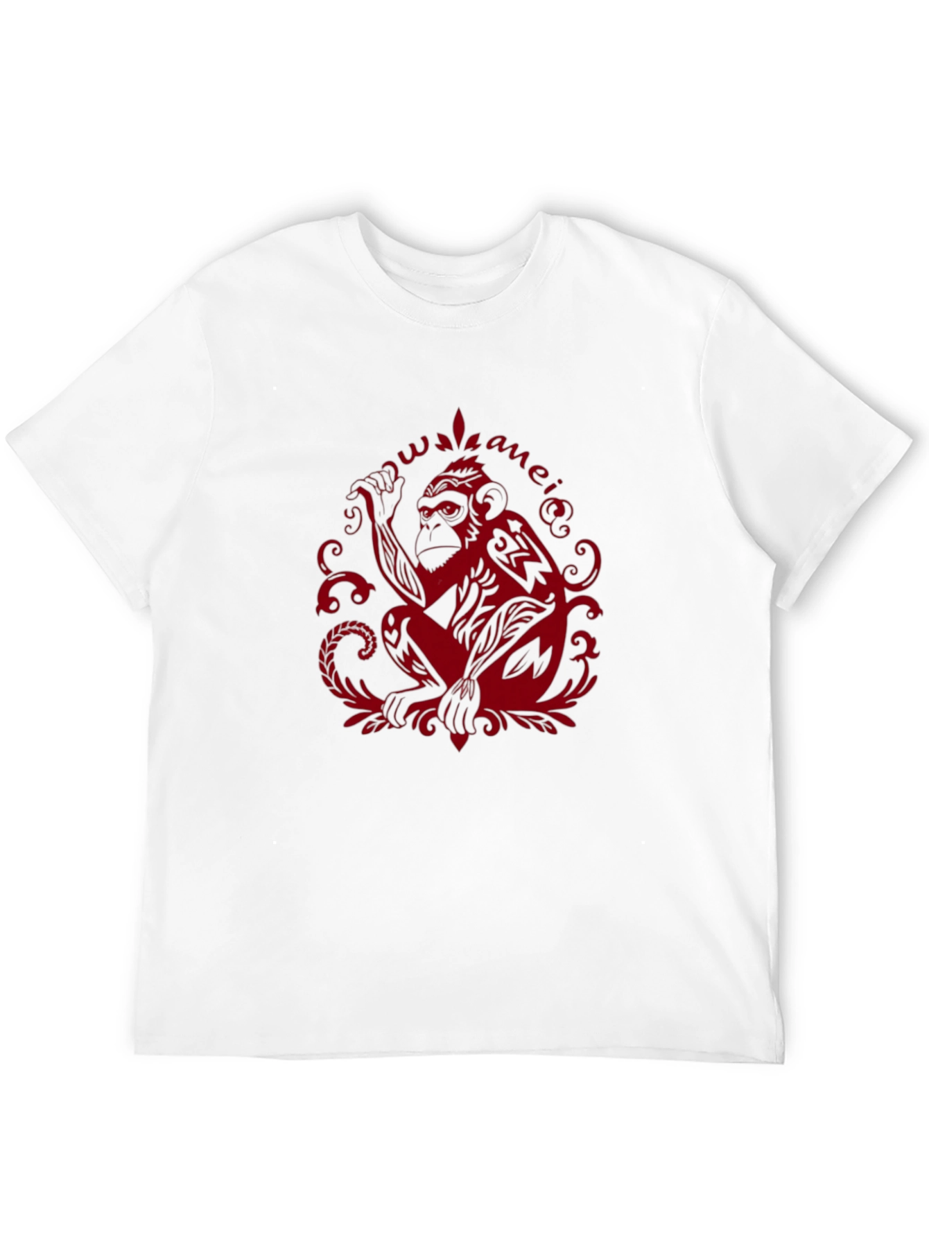 Tribal Monkey Graphic Tee - Red Print on Black