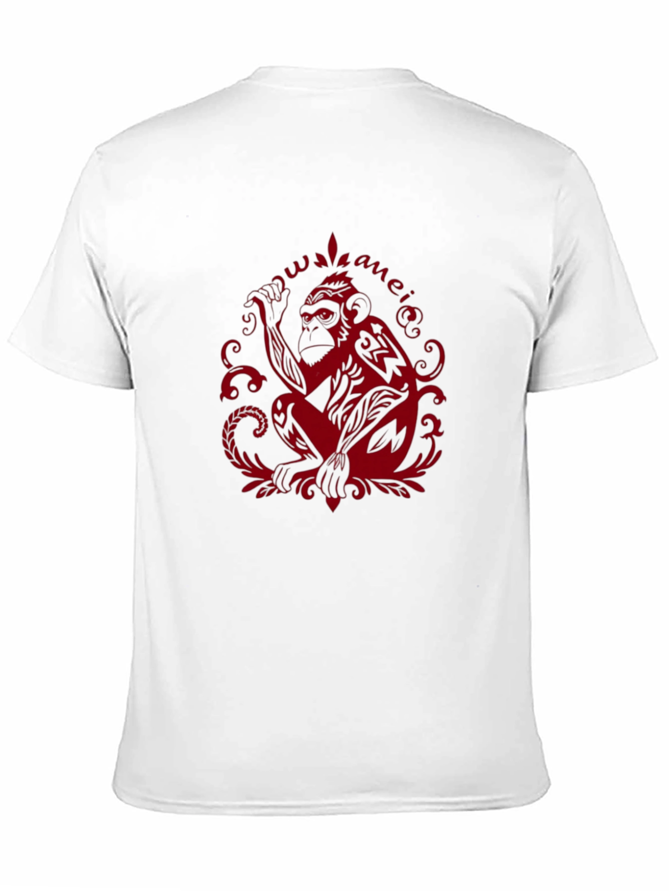 Tribal Monkey Graphic Tee - Red Print on Black
