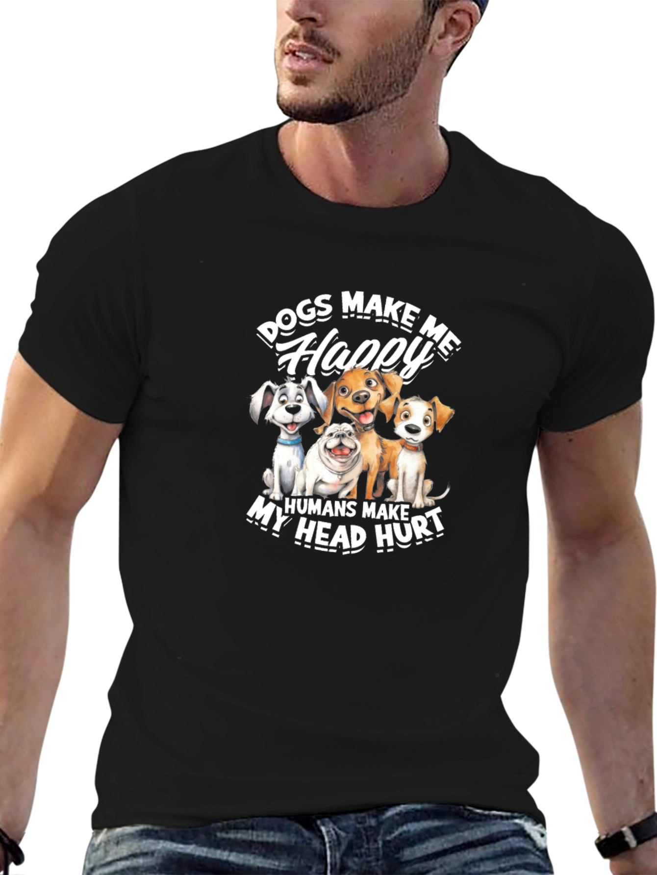 Dogs Make Me Happy Graphic Tee
