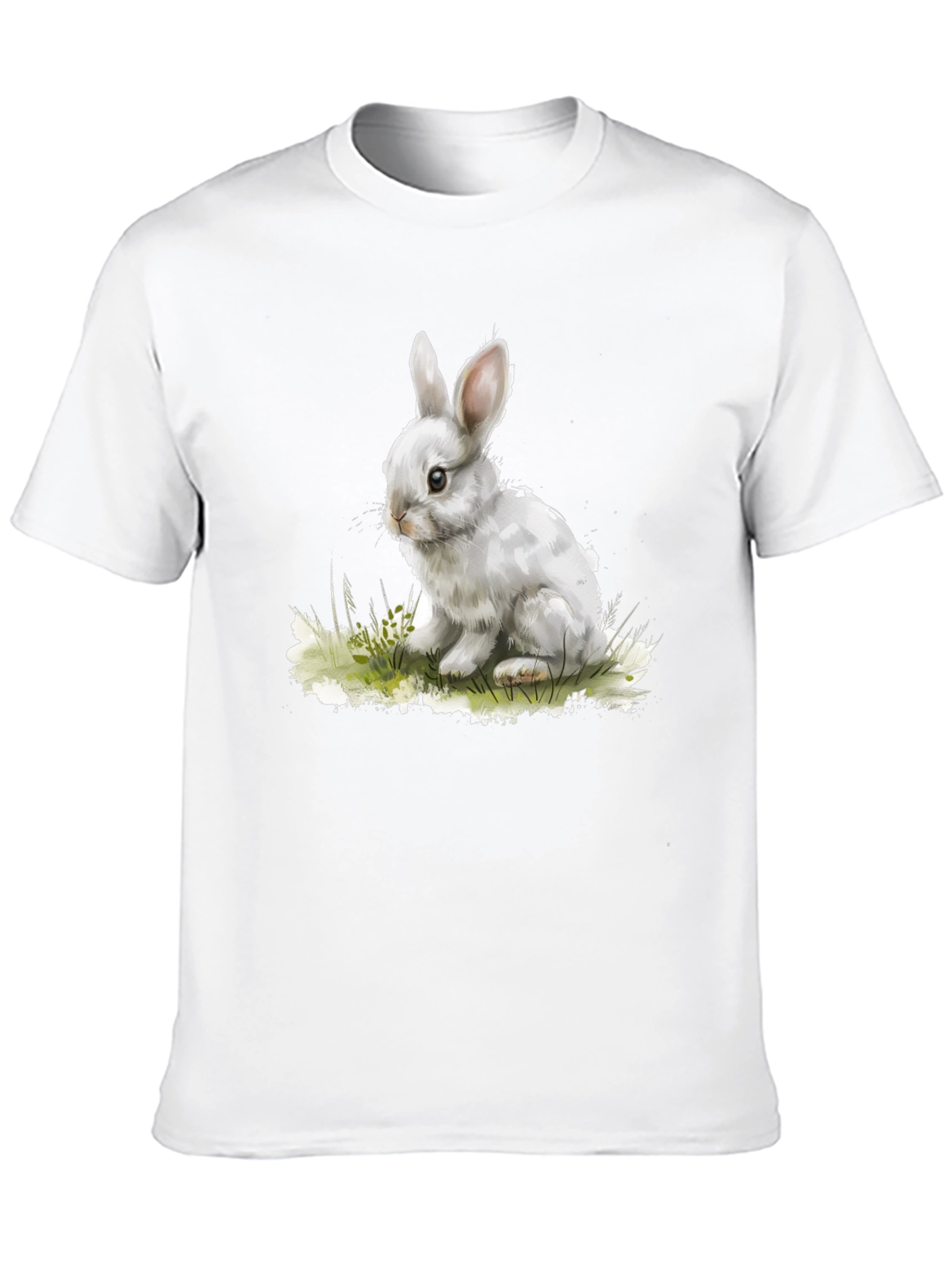 Cute Bunny Graphic Tee - Black Cotton Blend