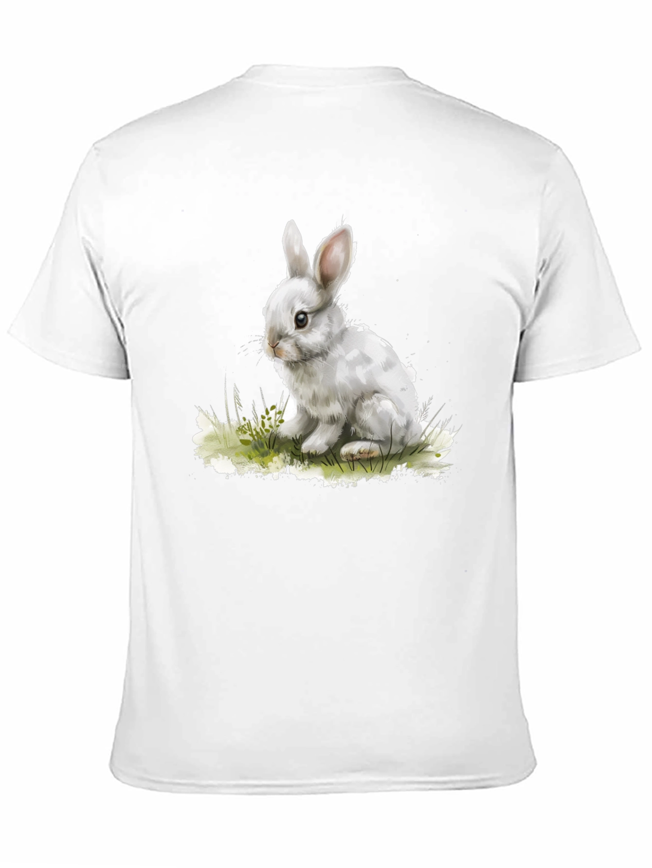 Cute Bunny Graphic Tee - Black Cotton Blend